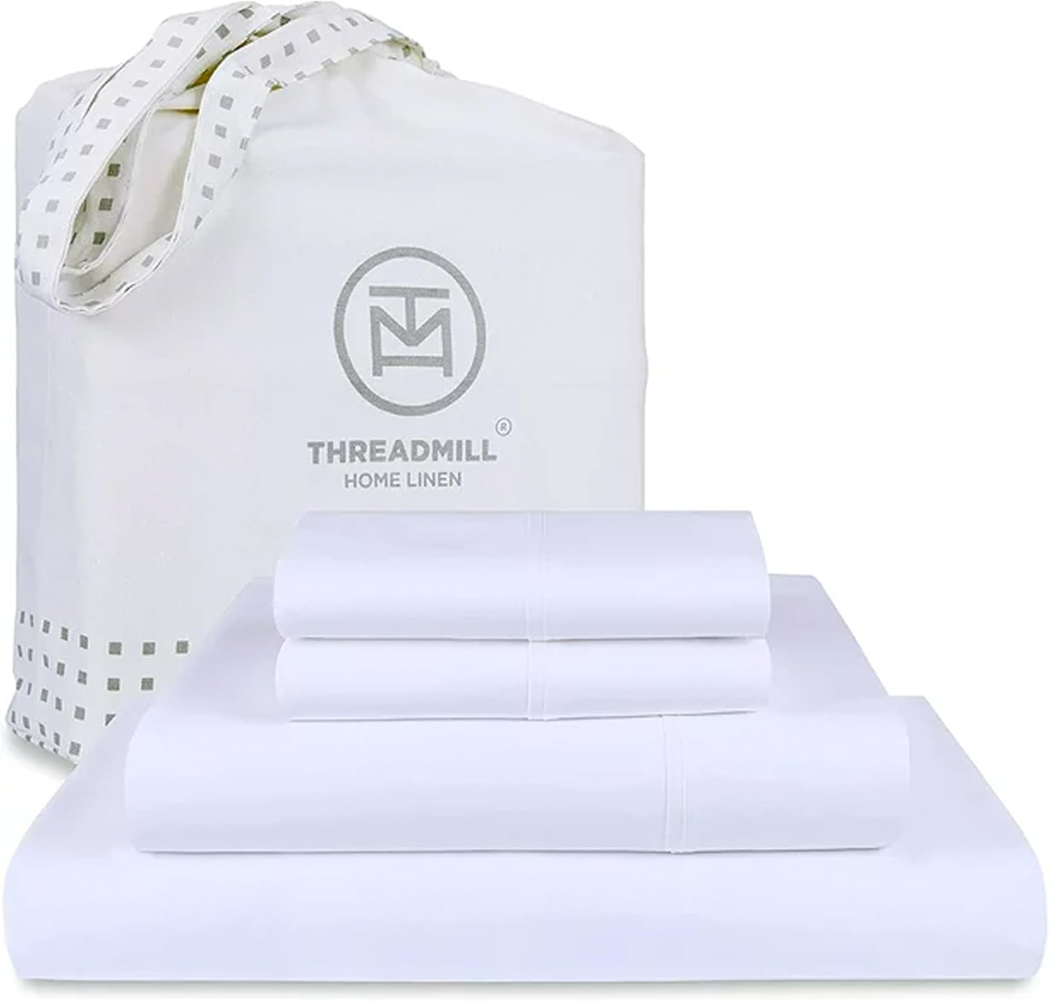 Threadmill 100% Supima Cotton Sheets King Size - 1200 Thread Count, 4Pc King Size Sheets Set, Smooth Sateen Weave King Sheets, Ultra Luxury Bed Sheets, 17" Deep Pocket King Sheet Set - White Sheets