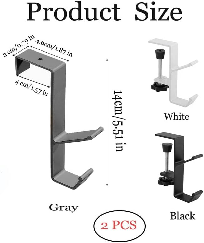 Desk Hook,Clamp-On Desk Mount Bag Holder Hook,Desk Backpack Hanger Desk Mount Headphone Holder,Table Hooks for Hanging Bags with Adjustable Desktop Clamp,Desk Table Hanging Storage Hook (Black) image number 5