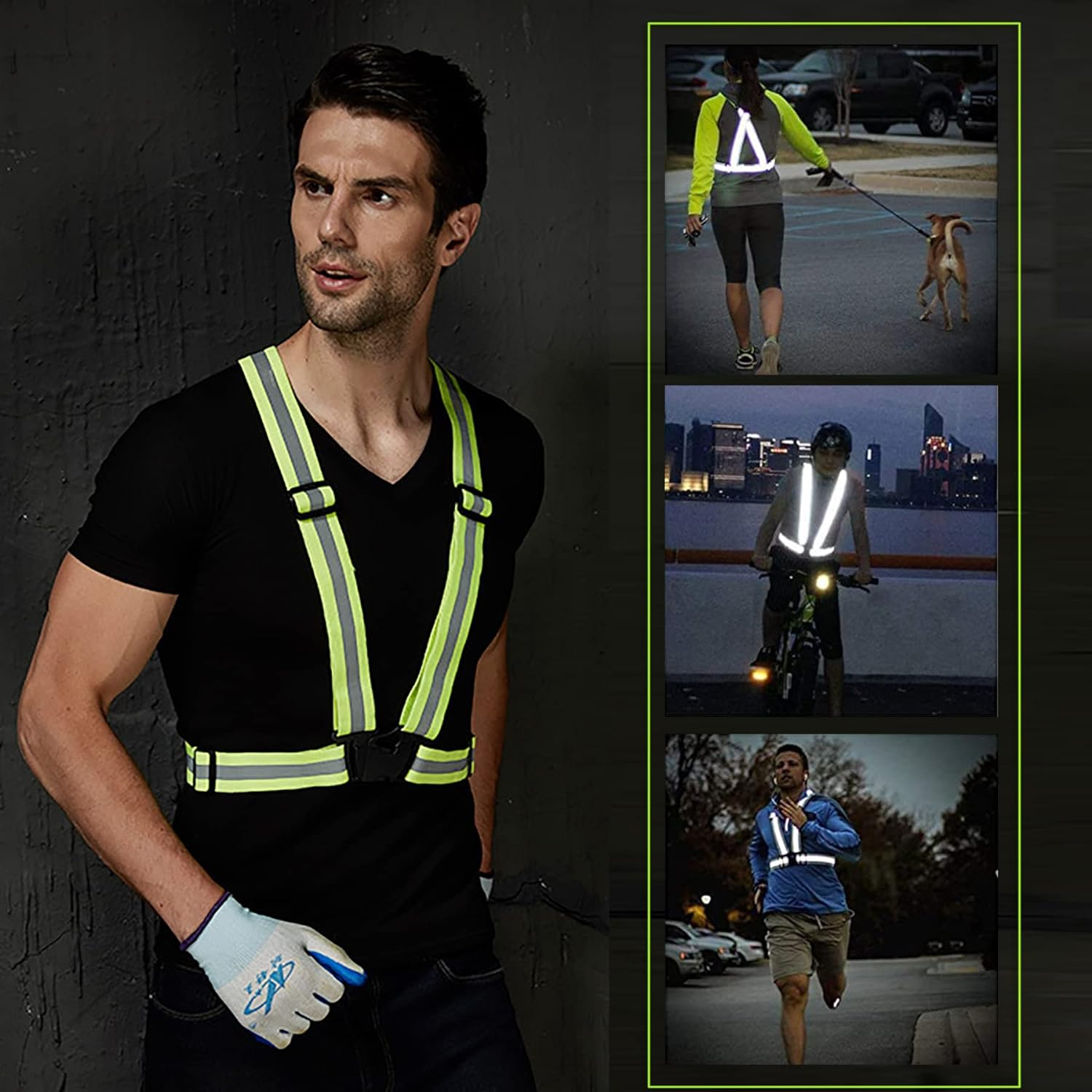 Reflective Safety Vest 2Pcs - High Visibility Vest Adjustable Straps for Outdoor Jogging, Cycling, Walking image number 1