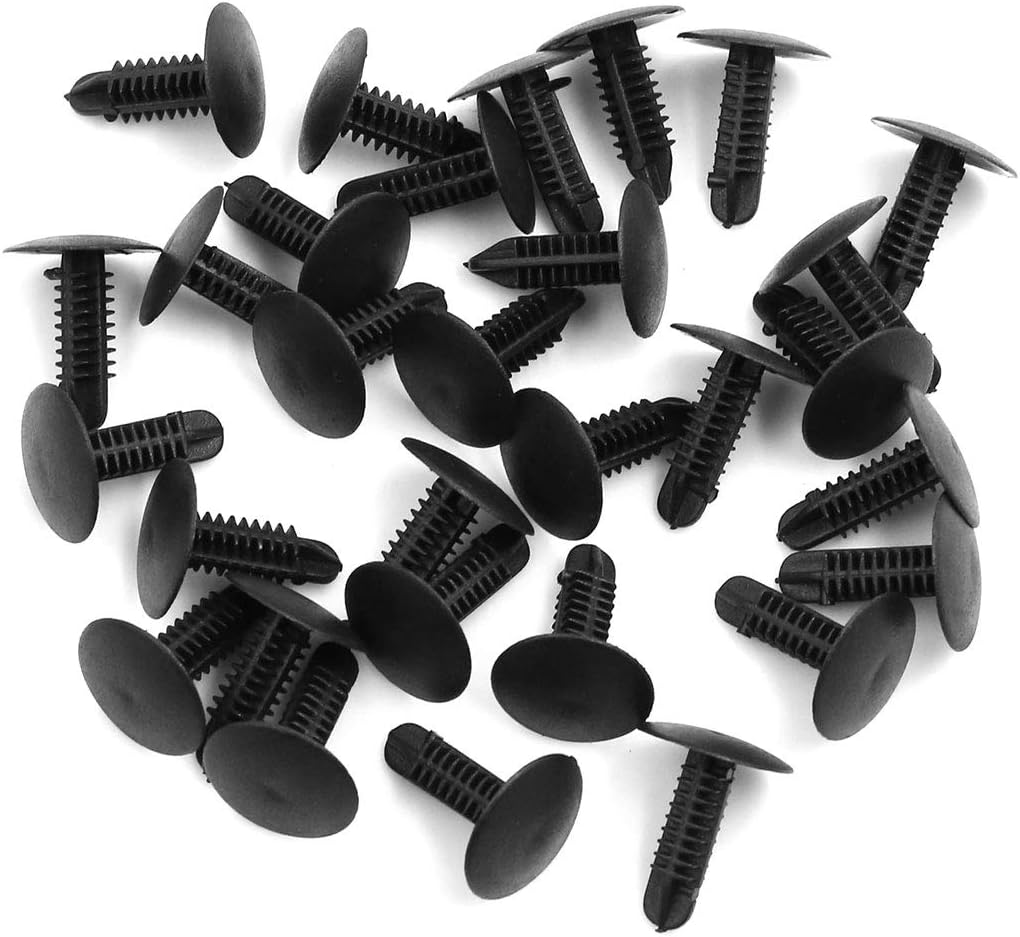 X AUTOHAUX 30Pcs 5Mm Hole Black Car Fender Bumper Plastic Rivets Fastener Clips Retainers image number 1