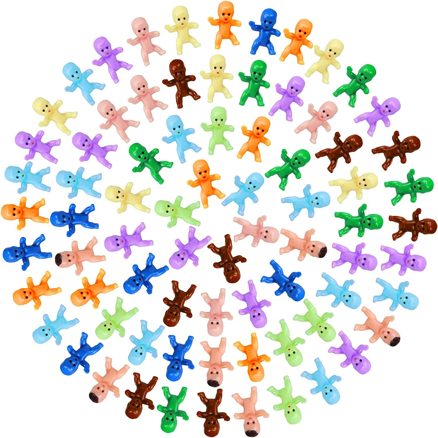 Mini Plastic Babies, Selizo 200Pcs Tiny Plastic Baby Figurines Small King Cake Babies Bulk for Ice Cube My Water Broke Baby Shower Games (10 Colors) image number 1