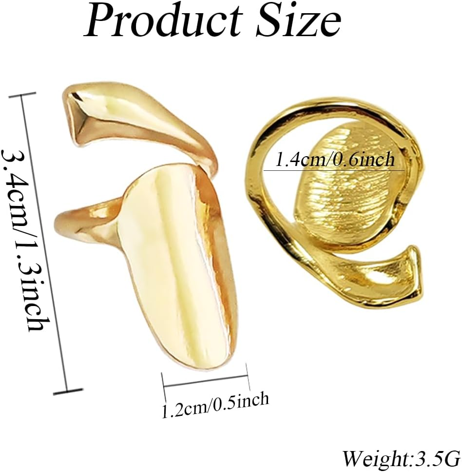 6Pcs Gold Metal Fingernail Rings Finger Opening Ring Fingertip Protective Caps Nail Art Manicure Decoration Accessories image number 5