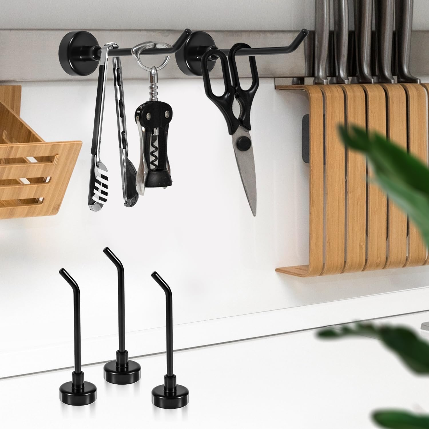 6 Large Magnetic Hooks, 1Kg 7Cm Long Strong Magnetic Hooks Strong Magnetic Hooks for Cruises Garages Kitchens and Refrigerators (Black) image number 4