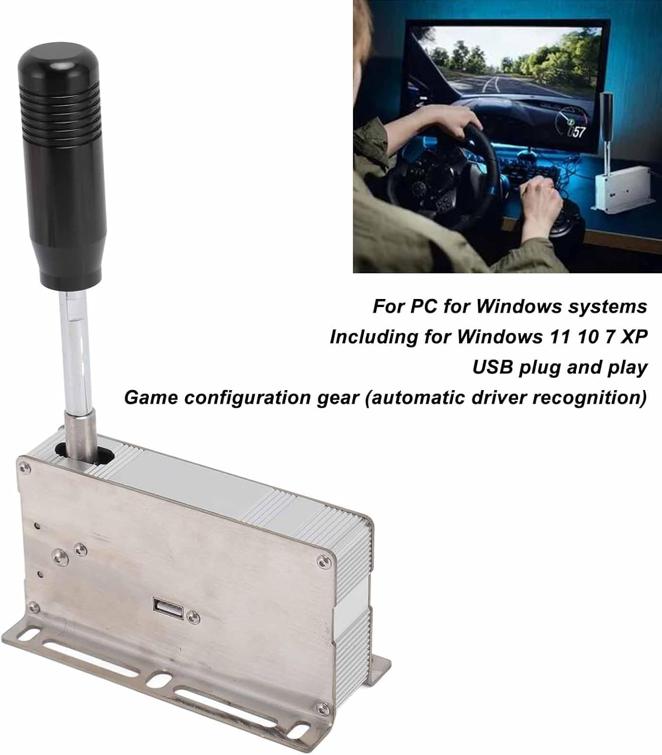 USB Sequential Shifter for Logitech G25 G27 G29 G920 G923, Thrustmaster T300 T500, PXN, TMX. Compatible with ETS2, Forza Horizon 4, Assetto Corsa, Project CARS, WRC, LFS, Shenli - Blue image number 3