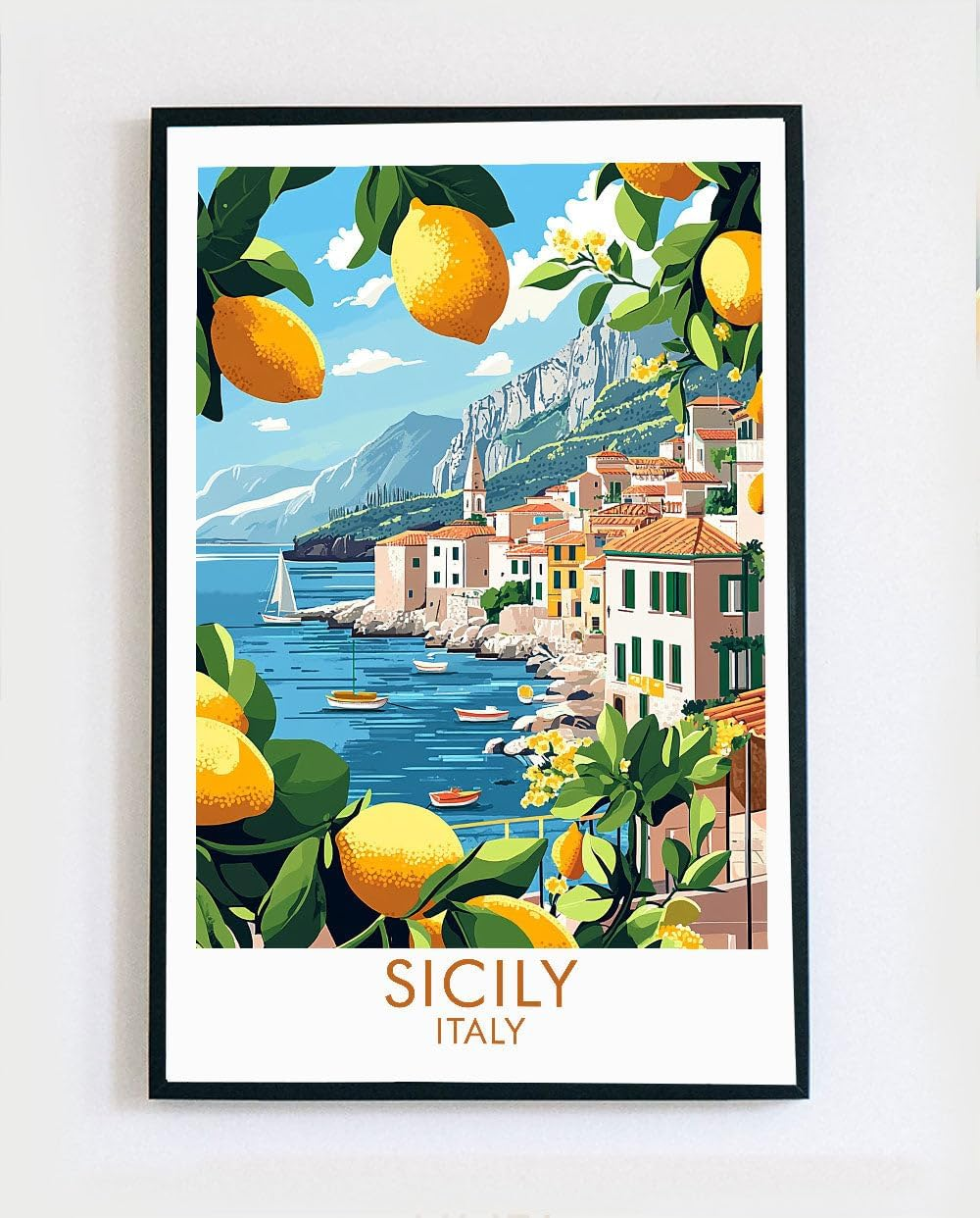 Corygiftdesign Sicily Italy City Poster - 11&rdquo;X17&rdquo; Unframed Landscape Poster for Multipurpose Indoor Use