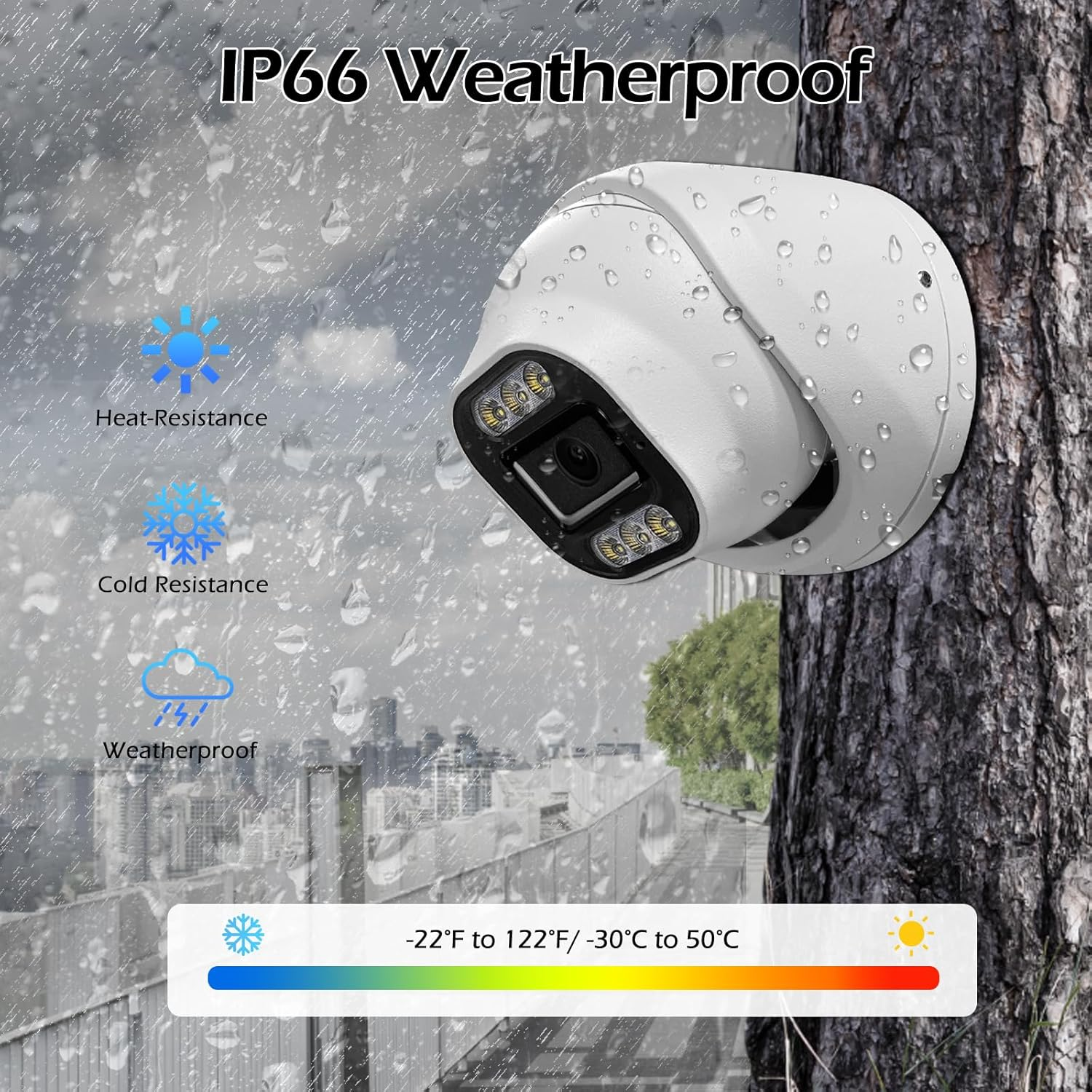 4K Security Audio Dome Camera 8MP (2160P) Smart Dual Light Poe Turret AI Human Detection 2.8Mm 106&deg; Wide Angle Lens Color Night Vision Built-In Mic IP67 Waterproof Compatible with NVR image number 4