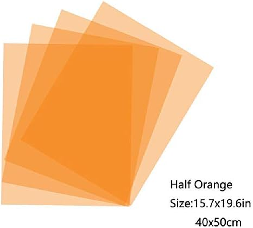Orange Color Correction Gel Filter Sheet 16X20 Inches 4 Pieces 1/2 CTO Photography Lighting Gels for Photo Studio Flashlight Led Light - 1/4 Cto image number 2