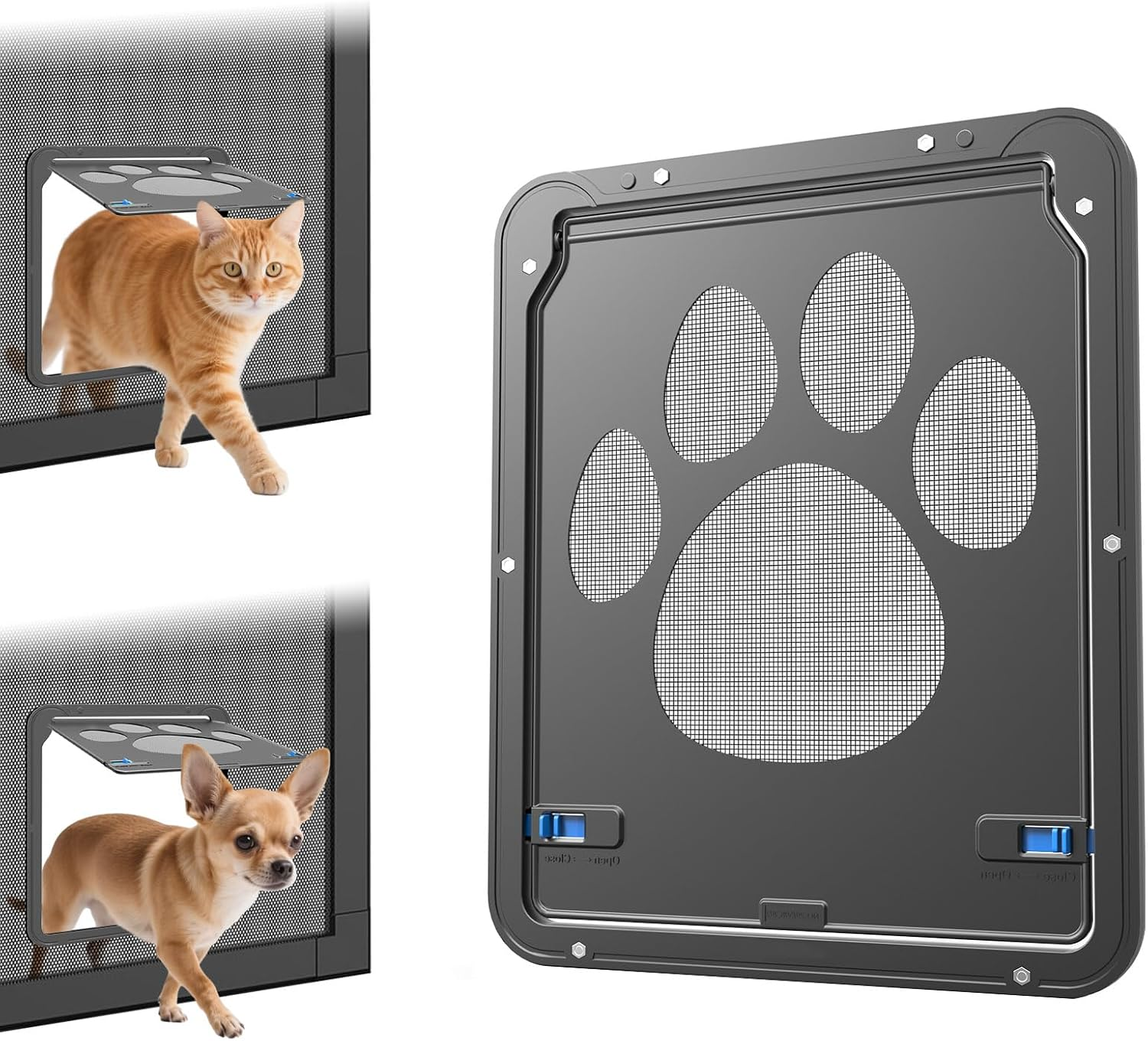 PETLESO Dog Screen Door, Inner Size 12&rdquo;&times;16&rdquo;, Black, ABS Frame, Magnetic Closure, Suitable for Large Dogs image number 3