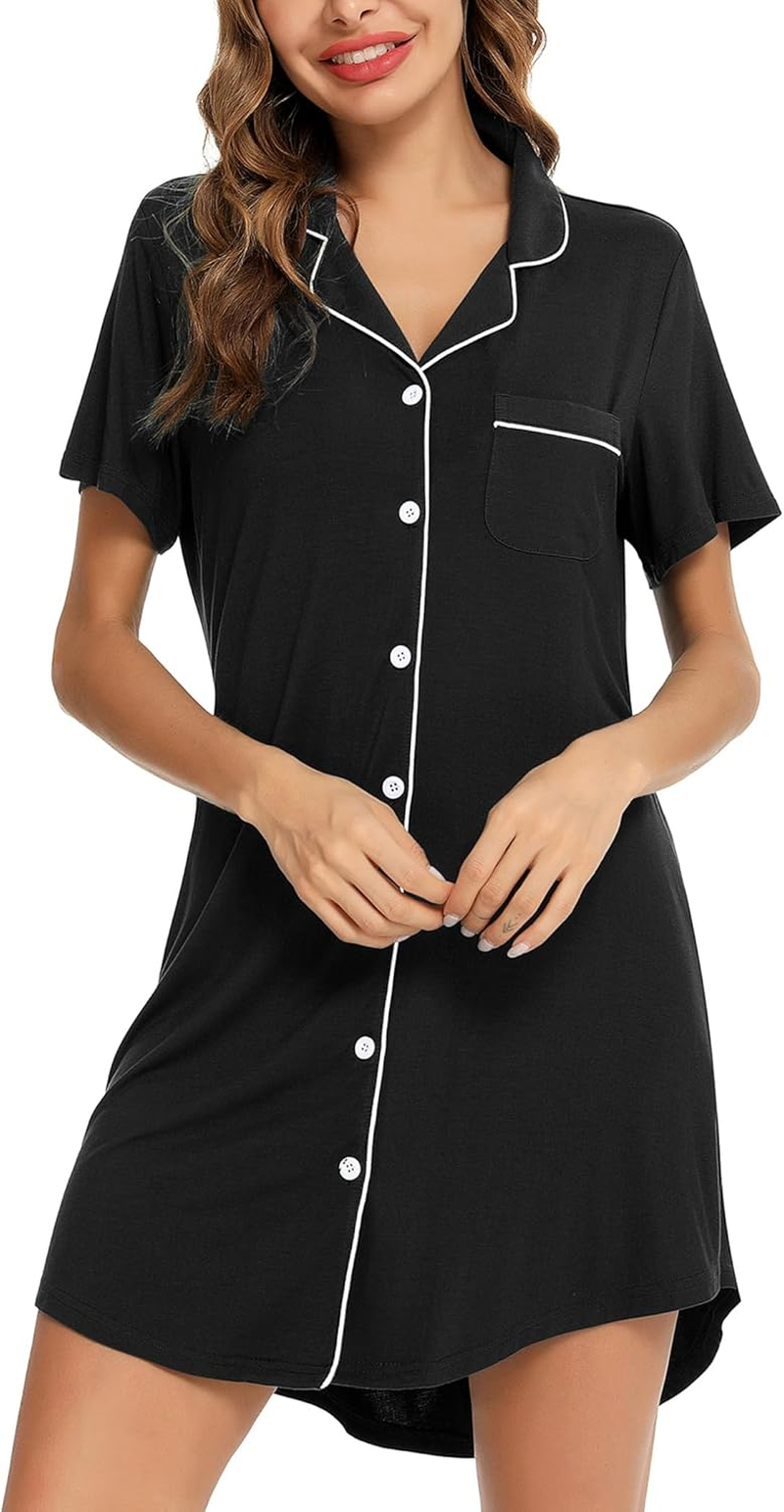 Maternity Nightgown for Women Nursing Pajamas Long Sleeve Sleepshirt image number 5