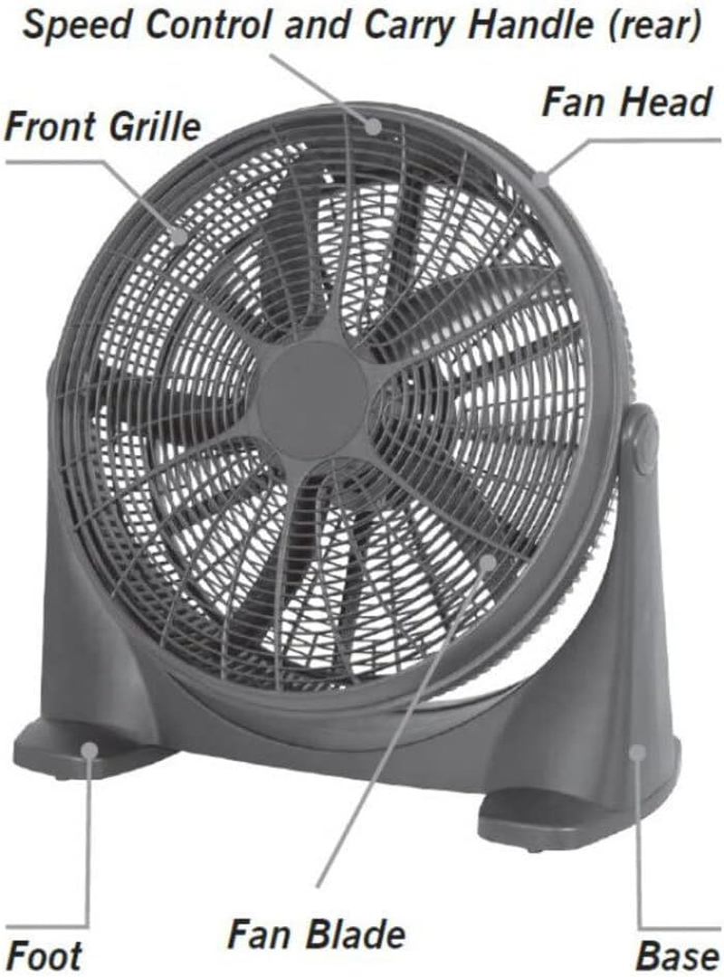 Heller 100W High Velocity Circulator 3 Speed Floor Fan, 50 Cm Diameter, Black image number 1