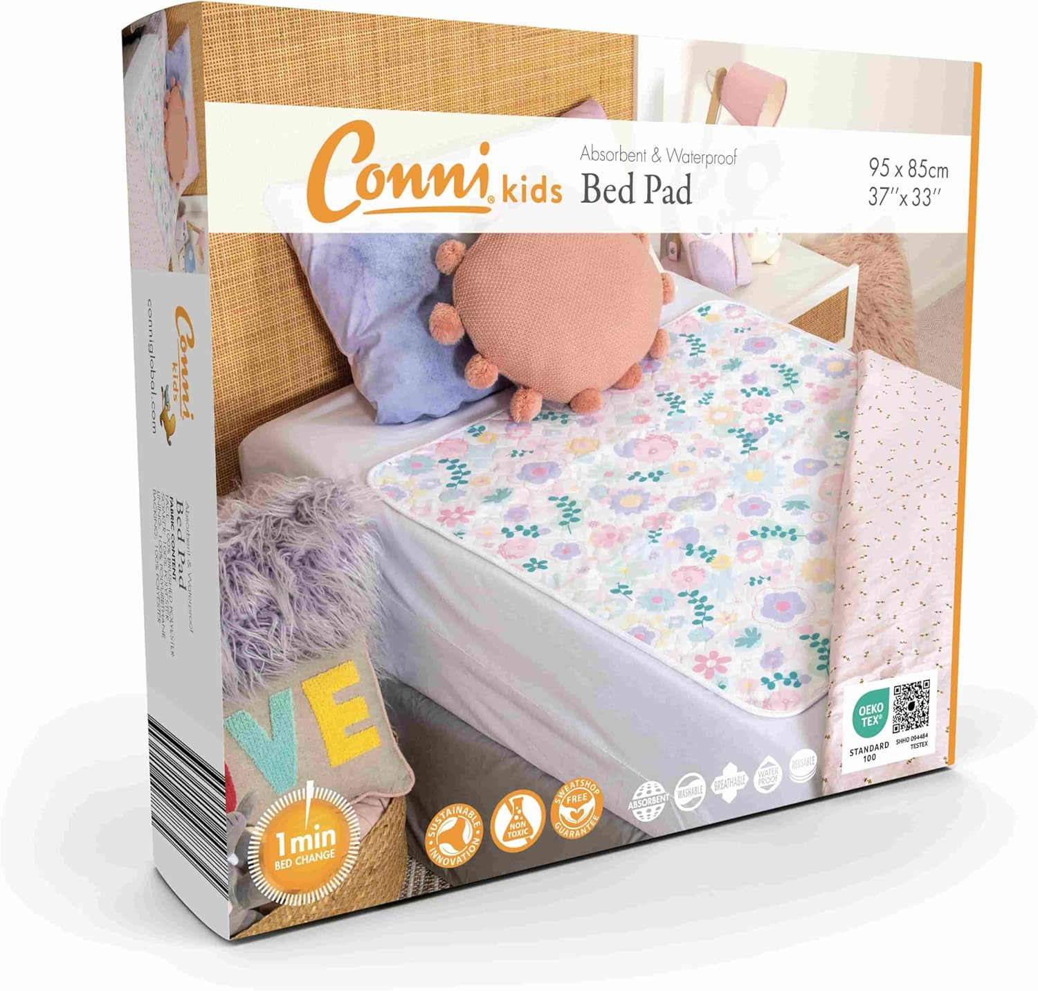 Conni Kids Reusable Bed Pad, Absorbent, Waterproof and Washable Protector Pad for Potty Training and Youth Incontinence, Aussie Animals Print, 95 X 85 Cm