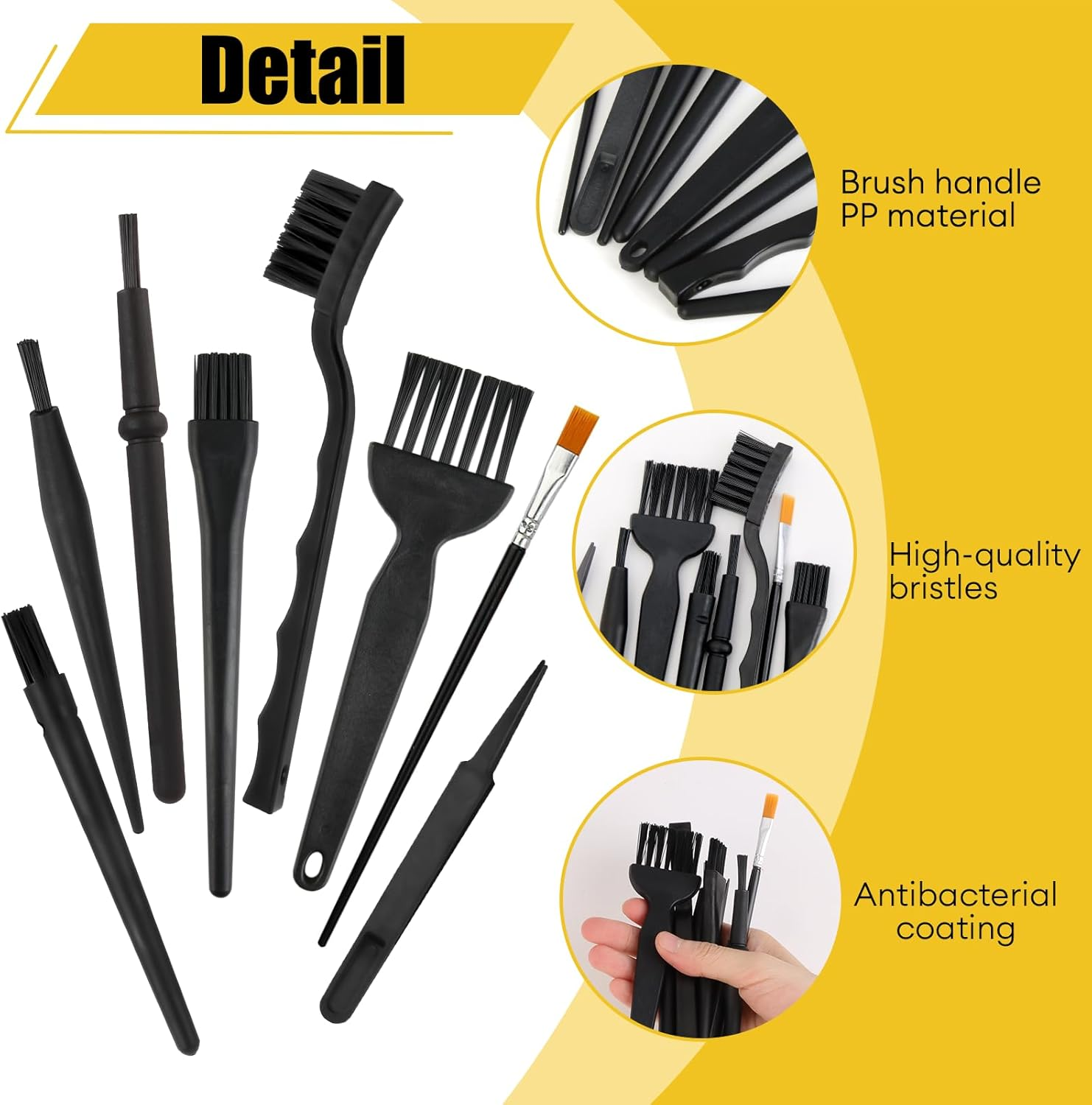 8 Pcs Multi-Purpose Brushes - Computer Cleaning Brush Kit with anti Static Brushes, Perfect for Keyboards, Laptops, Pcs, Car Interiors & Window Tracks image number 4