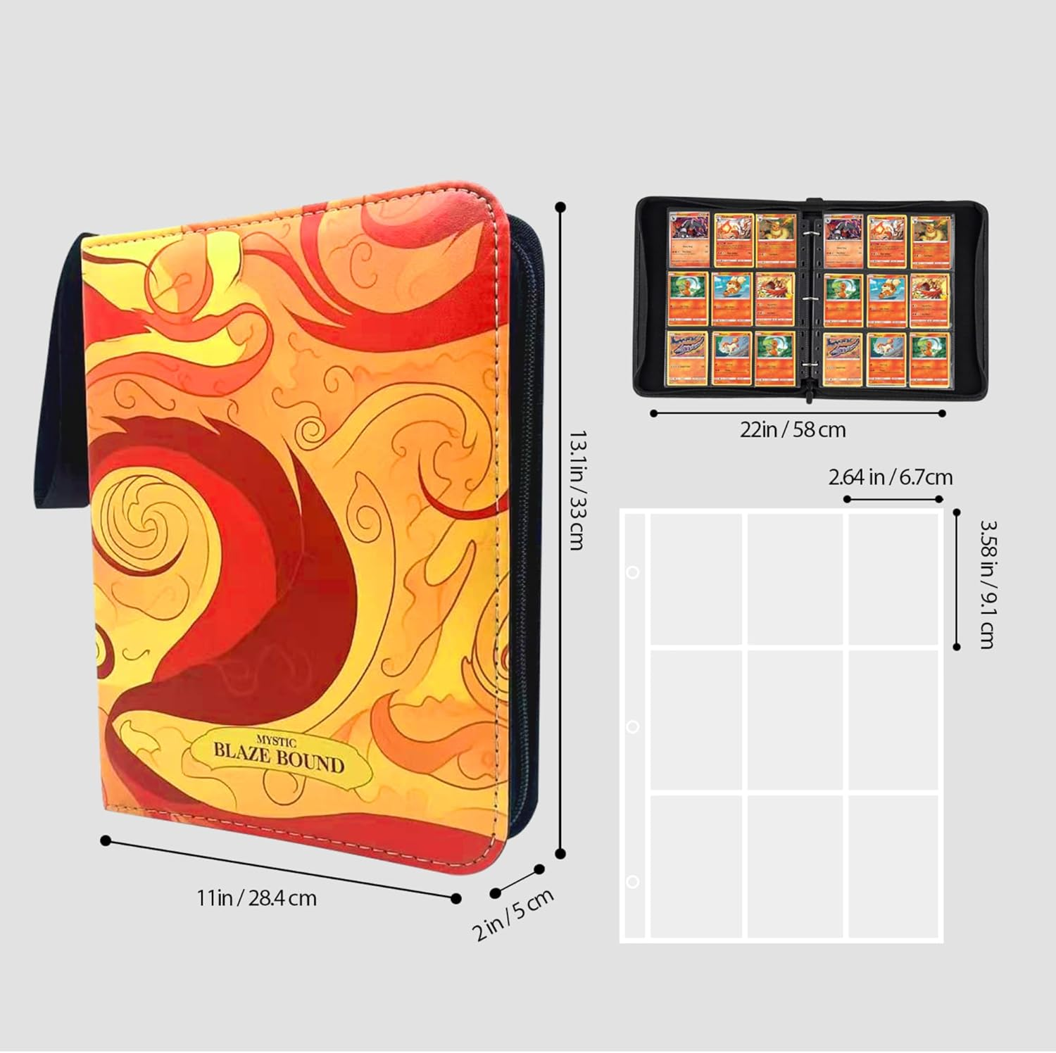 Trading Card Binder 900 Pockets 9-Pocket for TCG, Sports, Yu-Gi-Oh, Magic the Gathering Cards, Portable and Durable Card Collector Storage (9-Pocket) image number 2