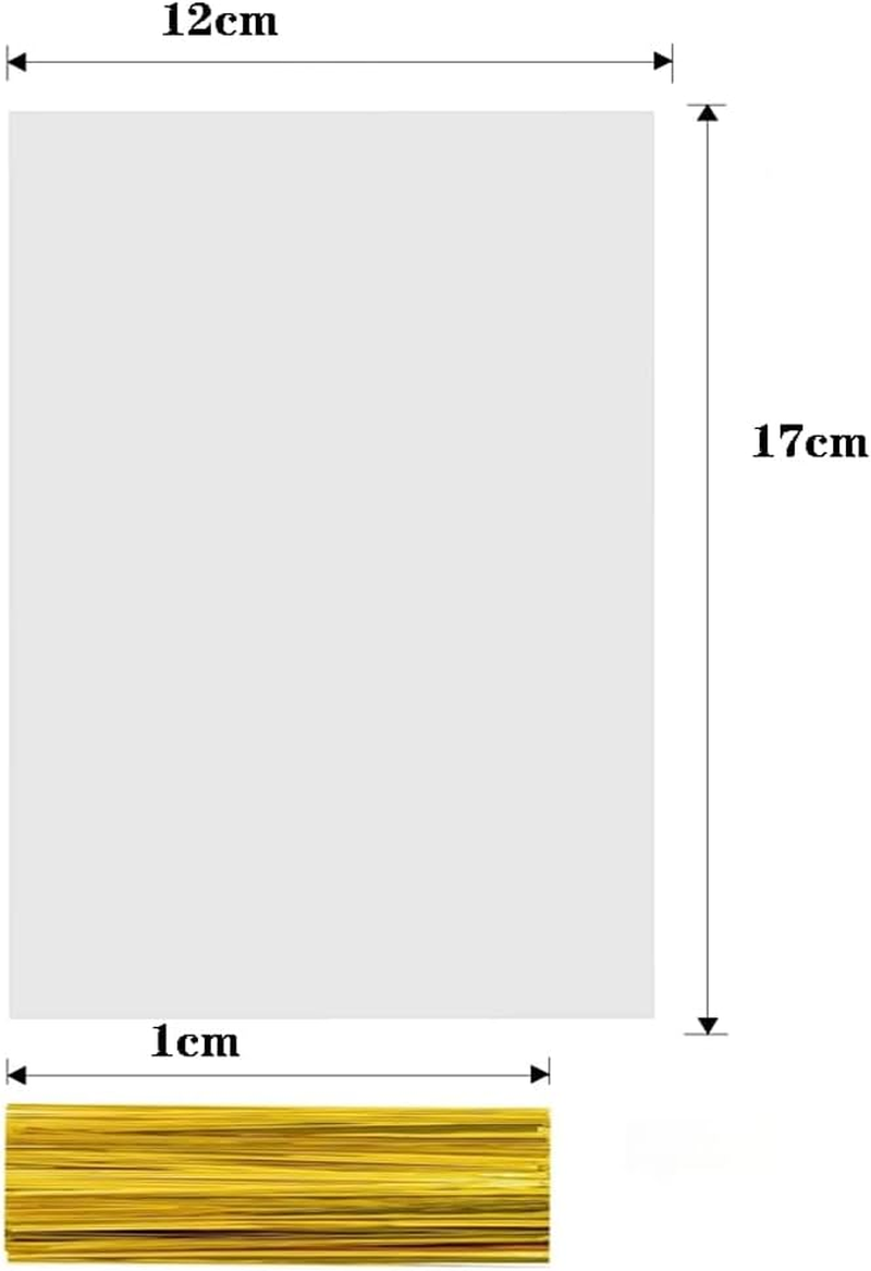 100Pcs Cellophane Bags,Suithink 12X17Cm Transparent Treat Candy Bags with Twist Ties for Small Gift Wrapping, Cookies, Party Favors, Bakery Packaging image number 5