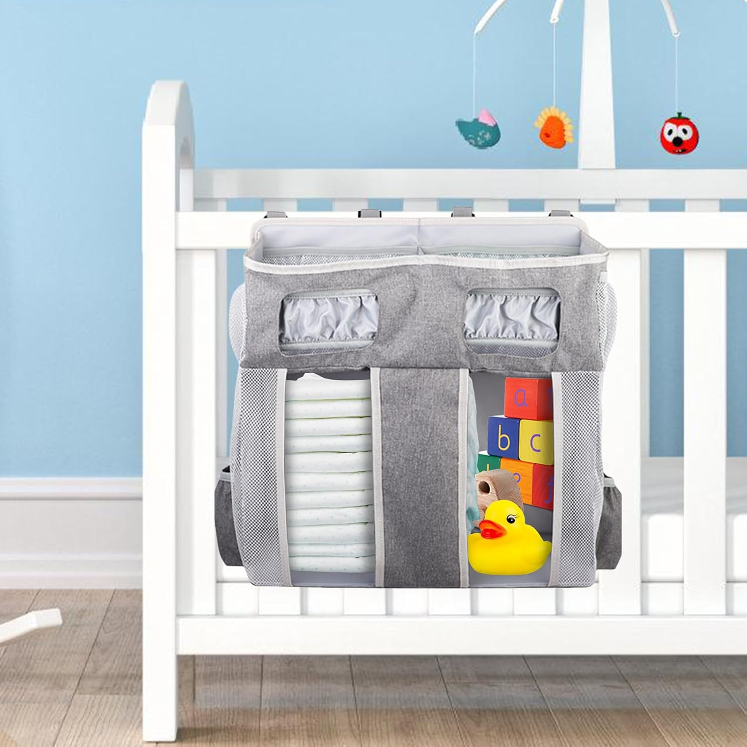 Diaper Organizer | Oxford near Crib Storage Bag - Oxford Diaper Bag with Multiple Compartments Large Capacity Stackable for Boys and Girls image number 4