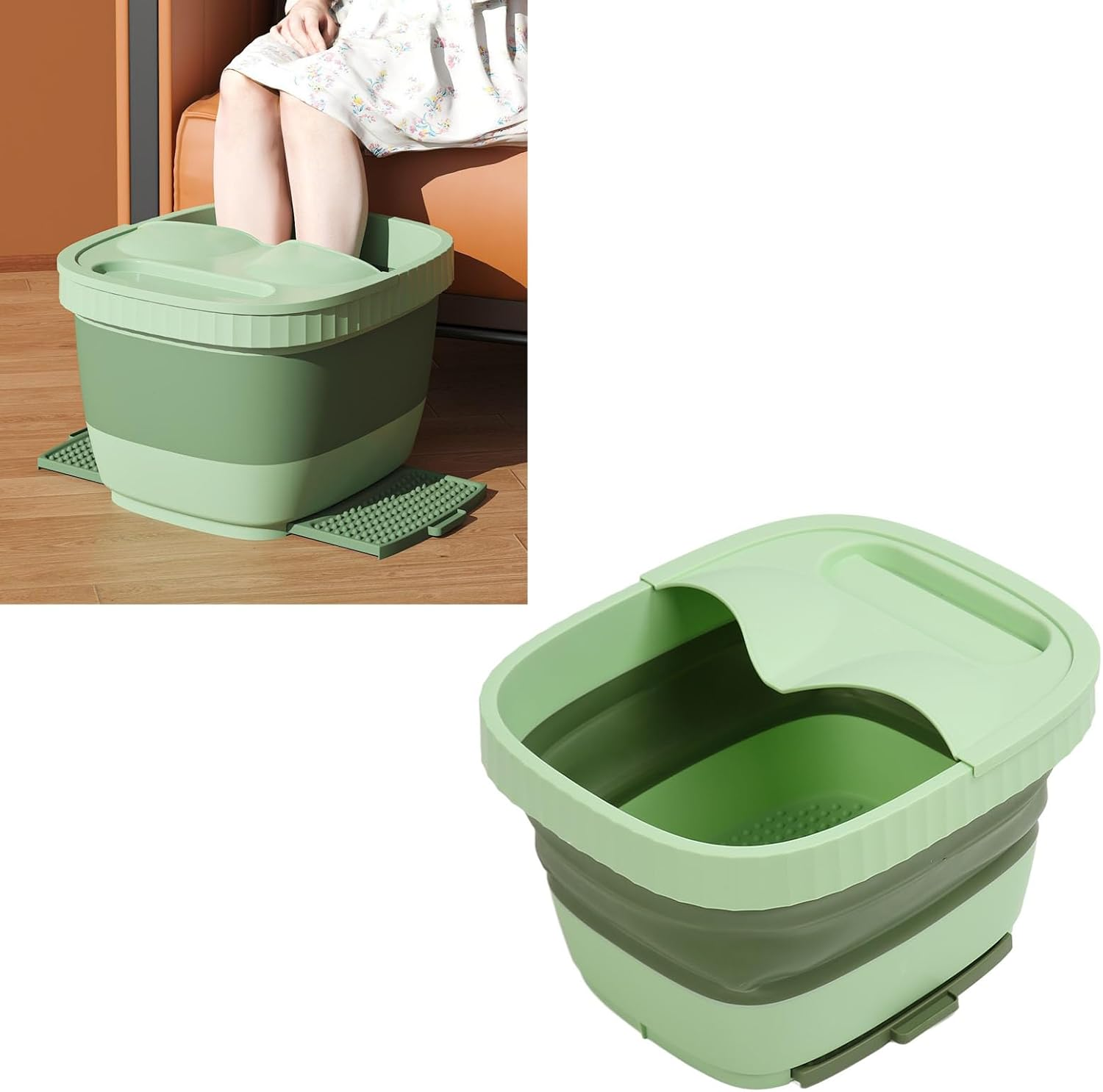 Collapsible Foot Soak Tub, Easy Storage Portable Foldable Foot Soak Tub Relax Muscles for Household (Green) image number 5