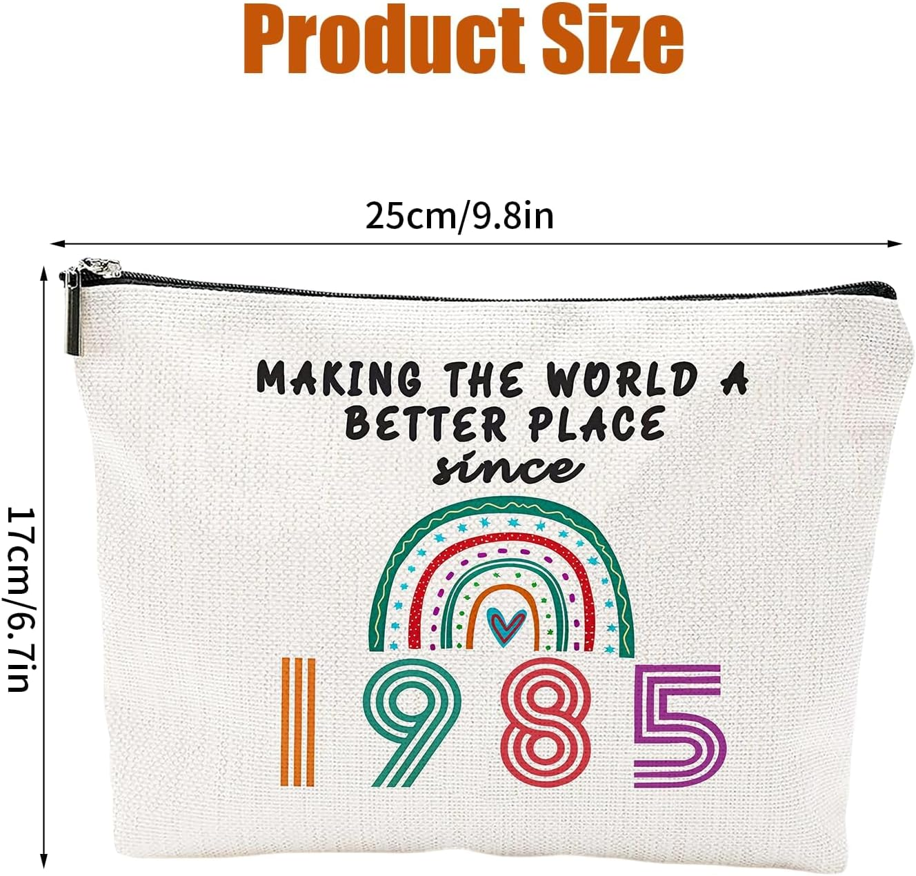 Weenwill Rainbow Makeup Bag,Birthday Gifts for Women 1975 Inspirational Travel Cosmetic Bag Funny 40Th Birthday Gift for Her Makeup Bag for Ladies Mum Wife Daughter Teacher image number 1