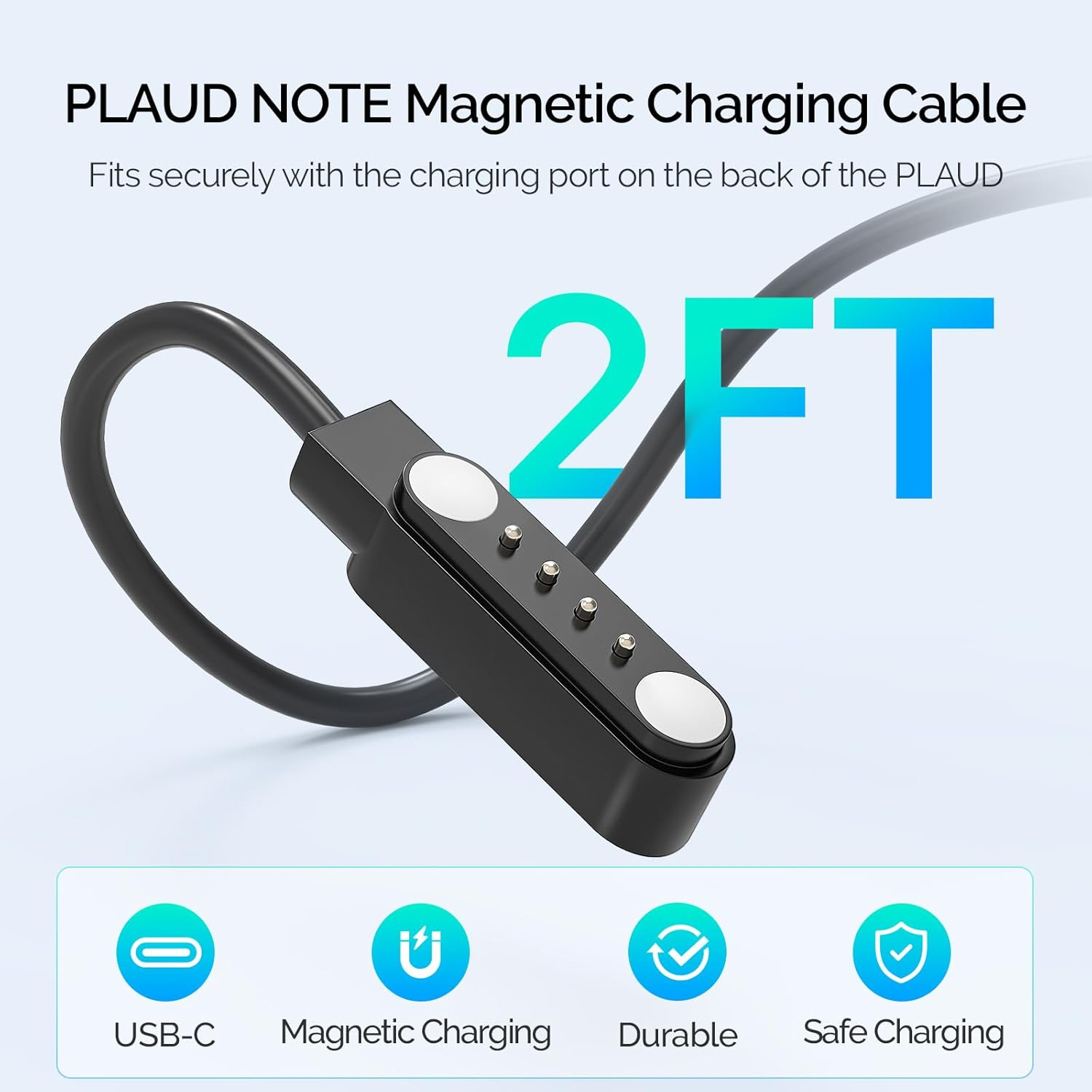Voice Recorder Accessory Kit Set for PLAUD Note, Includes 2FT Magnetic USB-C Charging Cable and Magnetic Ring, Compatible with PLAUD Note AI Recorder image number 6