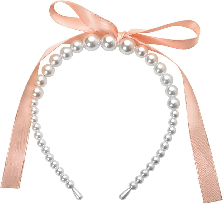 Pearl Bowknot Headband for Women Girls Blue Bow Knotted Hair Band for Women Girls Bridal Hair Decorations with Bows Female Pearl Headpiece