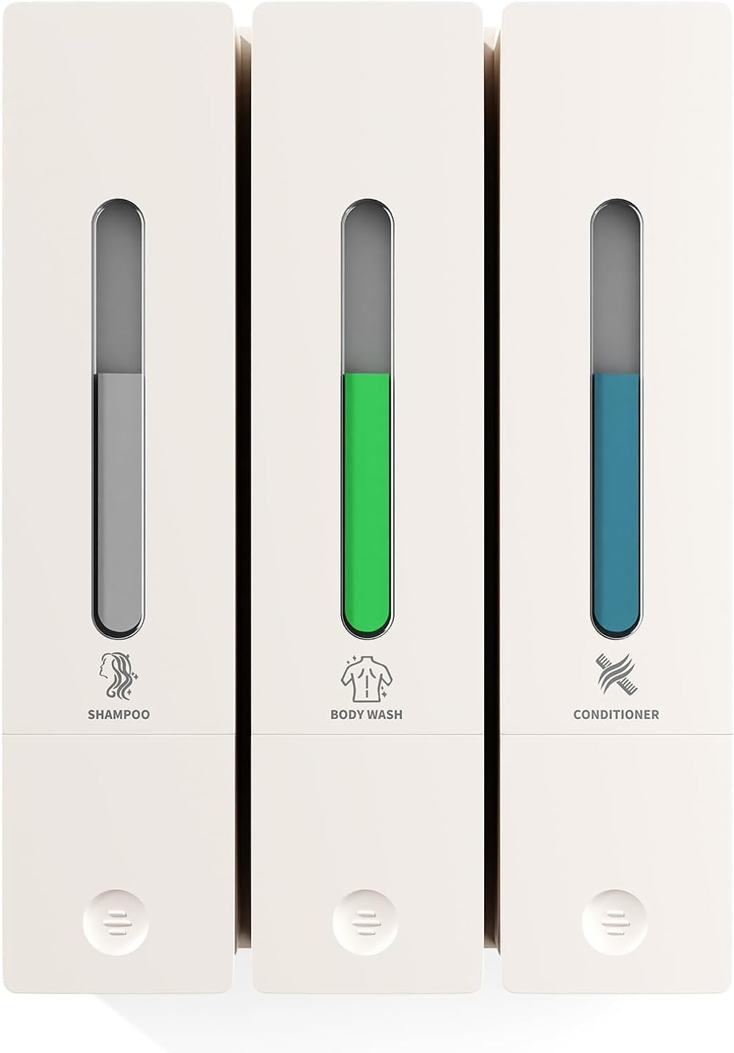 3-In-1 Shampoo and Conditioner Dispenser, Bathroom Shower Dispensers, 3 Chamber No Drill Wall-Mounted Shower Soap Dispenser for Bathroom Hotel (White)