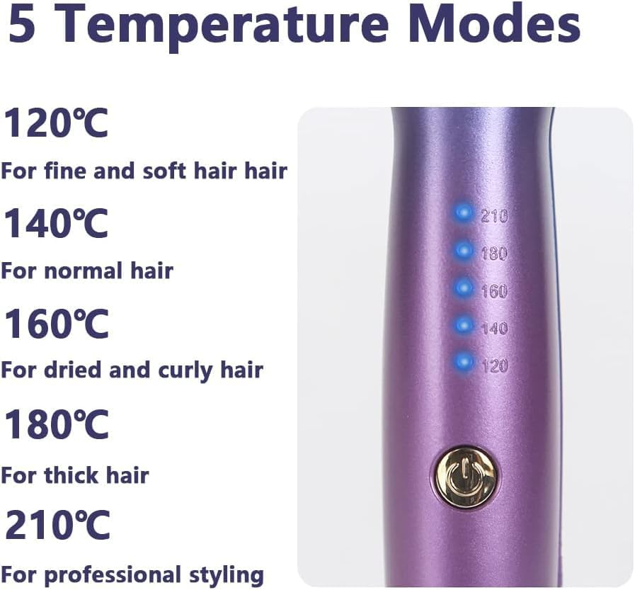 25Mm 3 Barrel Wave Curling Iron &ndash; Ceramic Hair Waver with 5 Adjustable Temperatures, Beach Waves Crimper for Short, Medium & Long Hair &ndash; Gradient Blue Purple