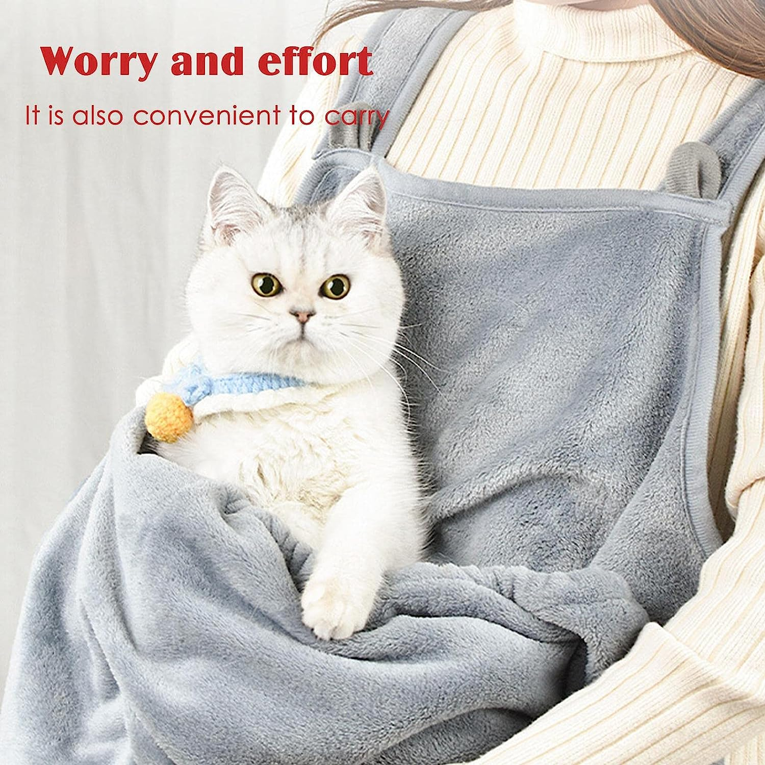 Cat Carrying Apron,Small Dog Cat Carrier Chest Soft with Pocket | Hands Shoulder Carry Soft Breathable Pet Apron for Indoors, image number 3