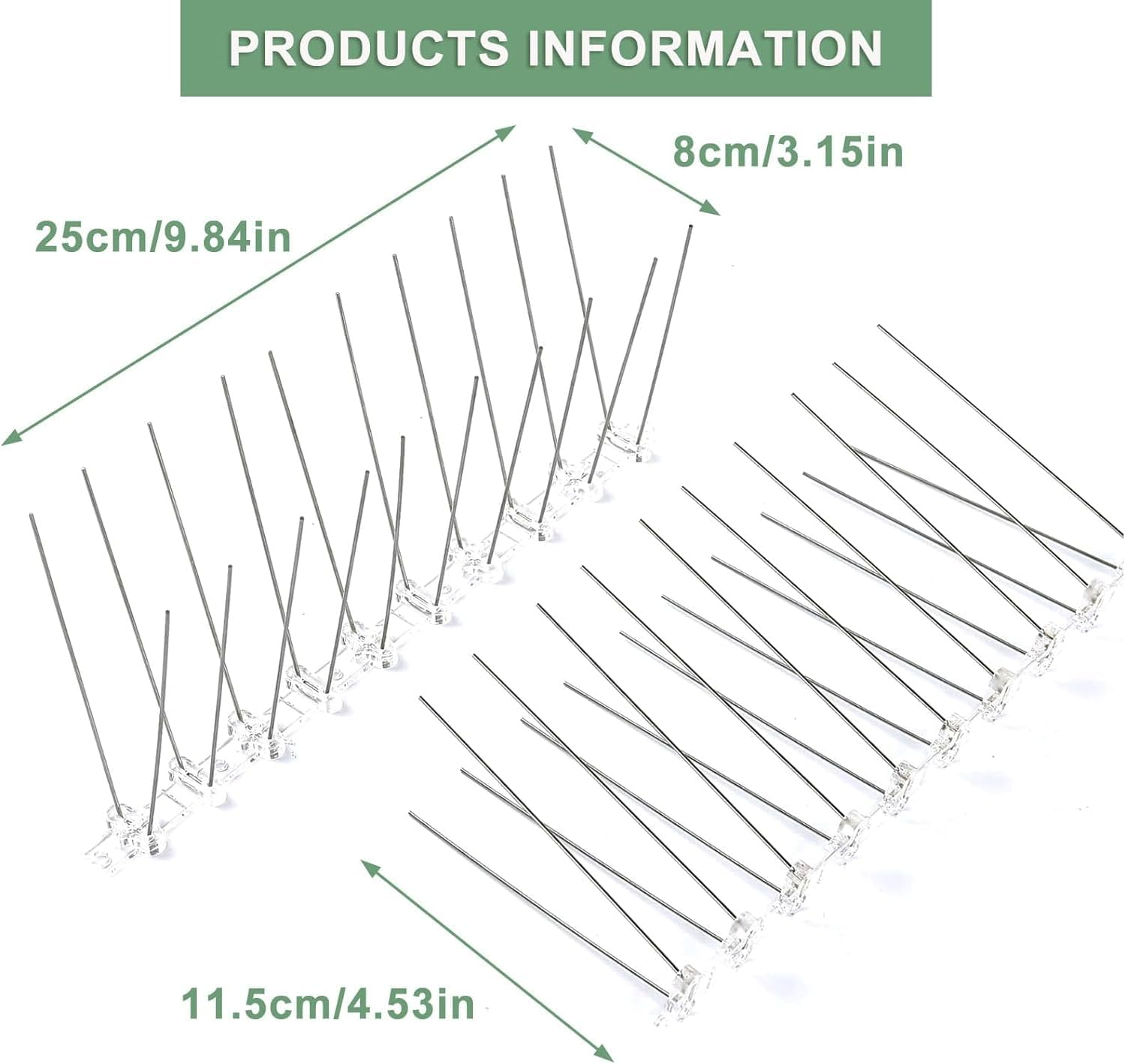 14 Rows Bird Spikes, Betterjonny 3.5M Length Stainless Steel anti Bird Fence Spike Disassembled anti Bird Spikes Smooth Bird Repellent Devices Outdoor for Balcony Roof Garden Window image number 6