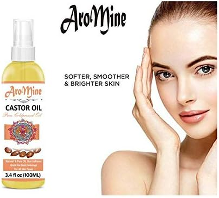 Aromine Castor Oil Pure & Natural, Cold Pressed Organic, Therapeutic Grade Hexane Free for Hair Growth, Face & Skin 100Ml) Hair Oil-(100Ml) (100 Ml) image number 1