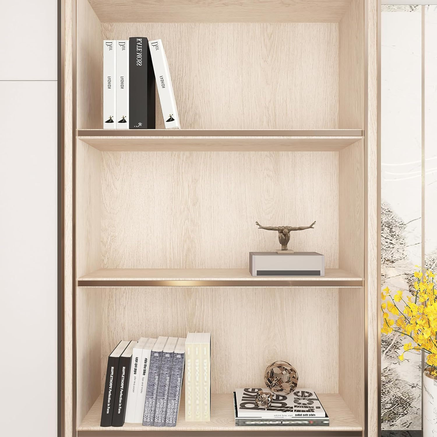 TOTIO Rice Yellow Wood Grain Contact Paper Walnut Textured Peel and Stick Wallpaper 16X354Inch Air Guide Slot Design Matte Thickened Self-Adhesive Waterproof Furniture Stickers Vinyl Decorative Film image number 5