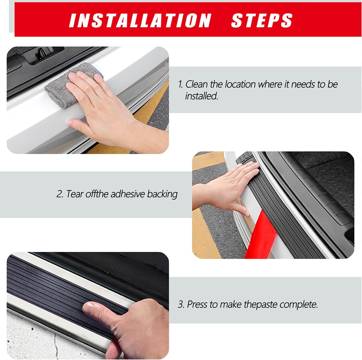 Black Door Sill Protector 4Pcs Car Door Threshold Protection Car Threshold Universal Pedal Decorative Strip anti Scratch Strip Door Border Collision Sticker image number 4