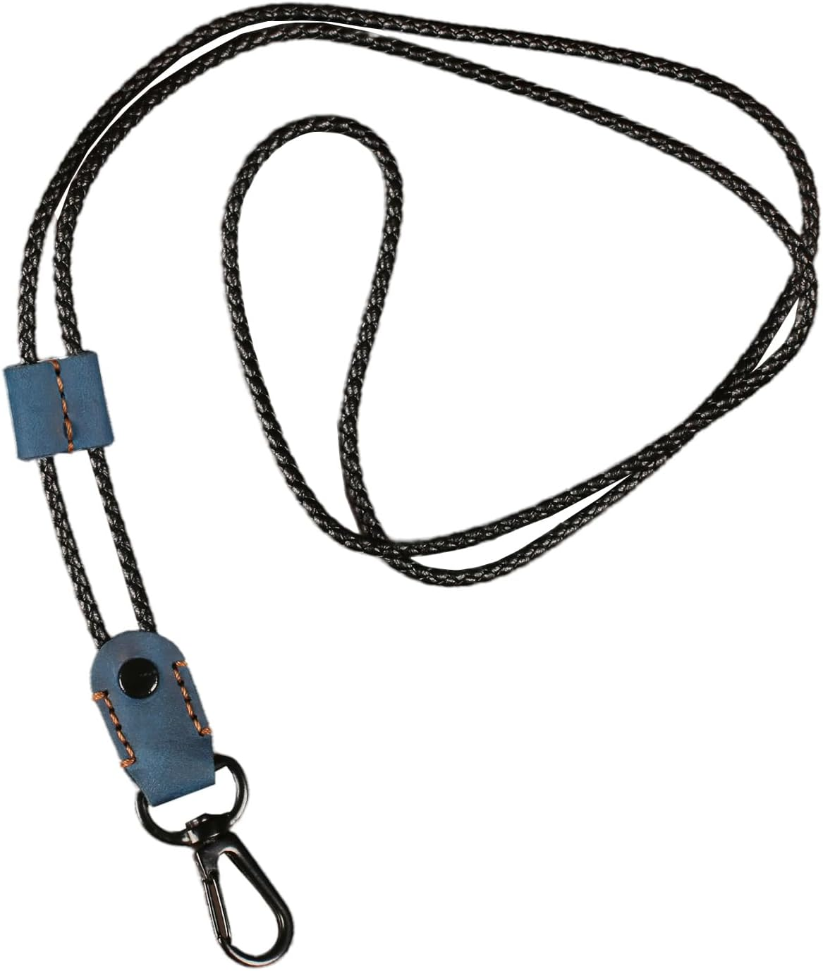 Badge Holder Vertical Handmade Leather ID Card Badge Holder Keychain with Heavy Duty Lanyard for Men Women-Black