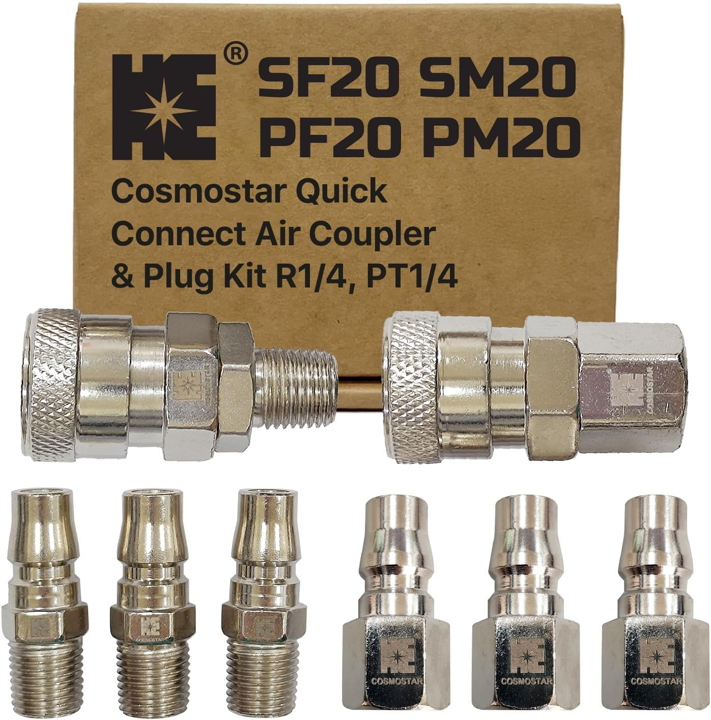 Cosmostar 8-Piece Air Hose Fittings Set &ndash; 1/4" PT Quick Connect Coupler & Plug Kit, Industrial Swivel Air Tool Fittings, Compressor Accessories for Auto Shops image number 5