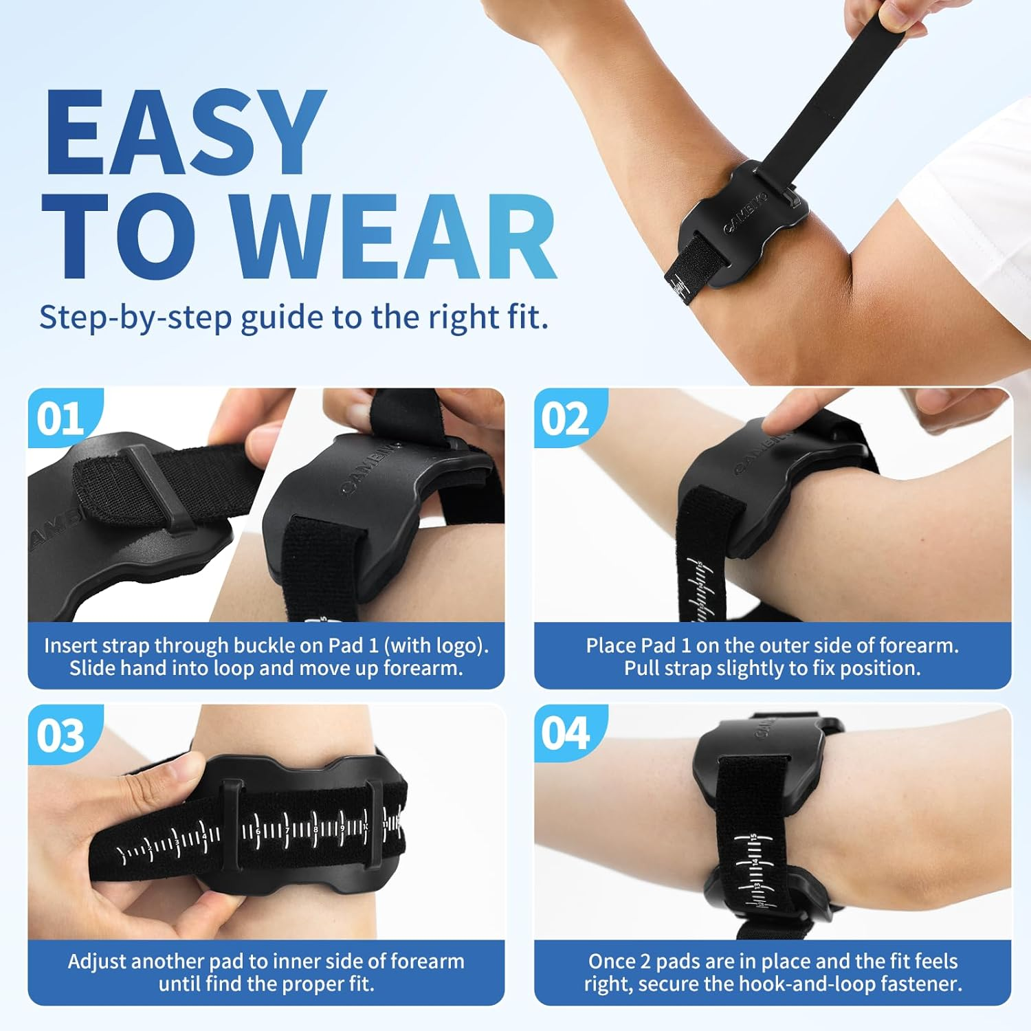 CAMBIVO Elbow Brace for Tendonitis and Tennis Elbow Relief, Adjustable Tennis Elbow Strap & Forearm Brace for Men and Women, Golfers Elbow Brace, Arm Support for Pain Relief & Recovery image number 5