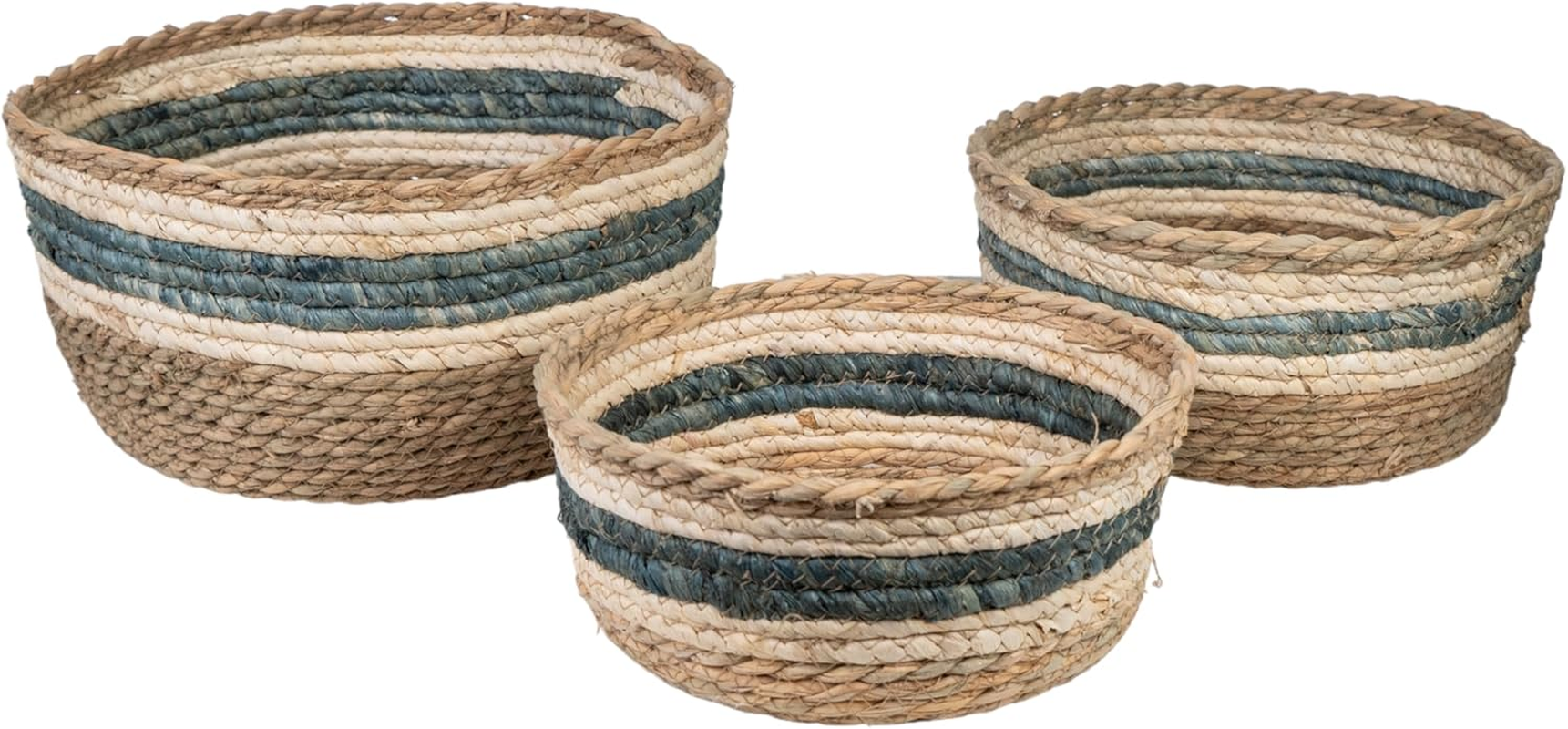 CESTOS CUERDA Rayas Azul Set of 3