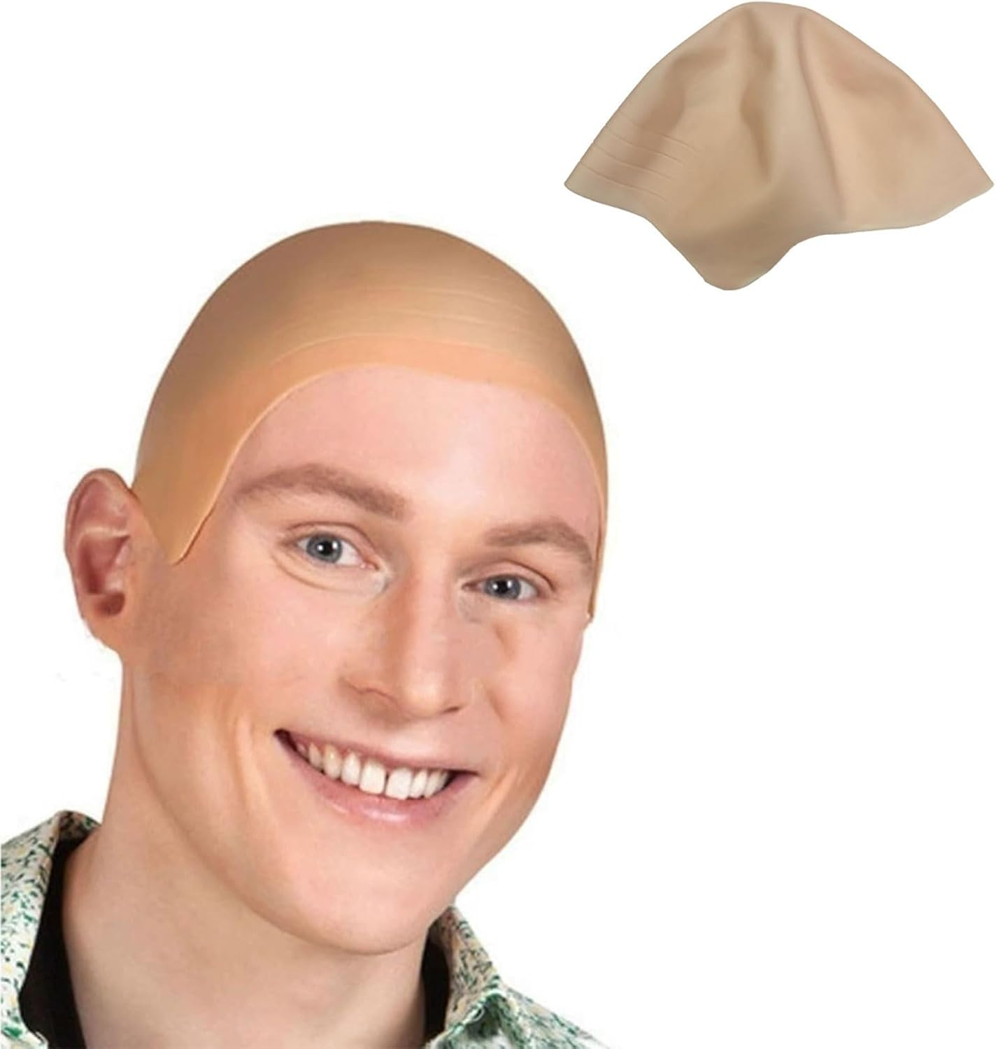 RIBHNXHI Stretchable Thick Bald Cap Latex Skin-Like Party Cosplay Adult Men Women Gear image number 2