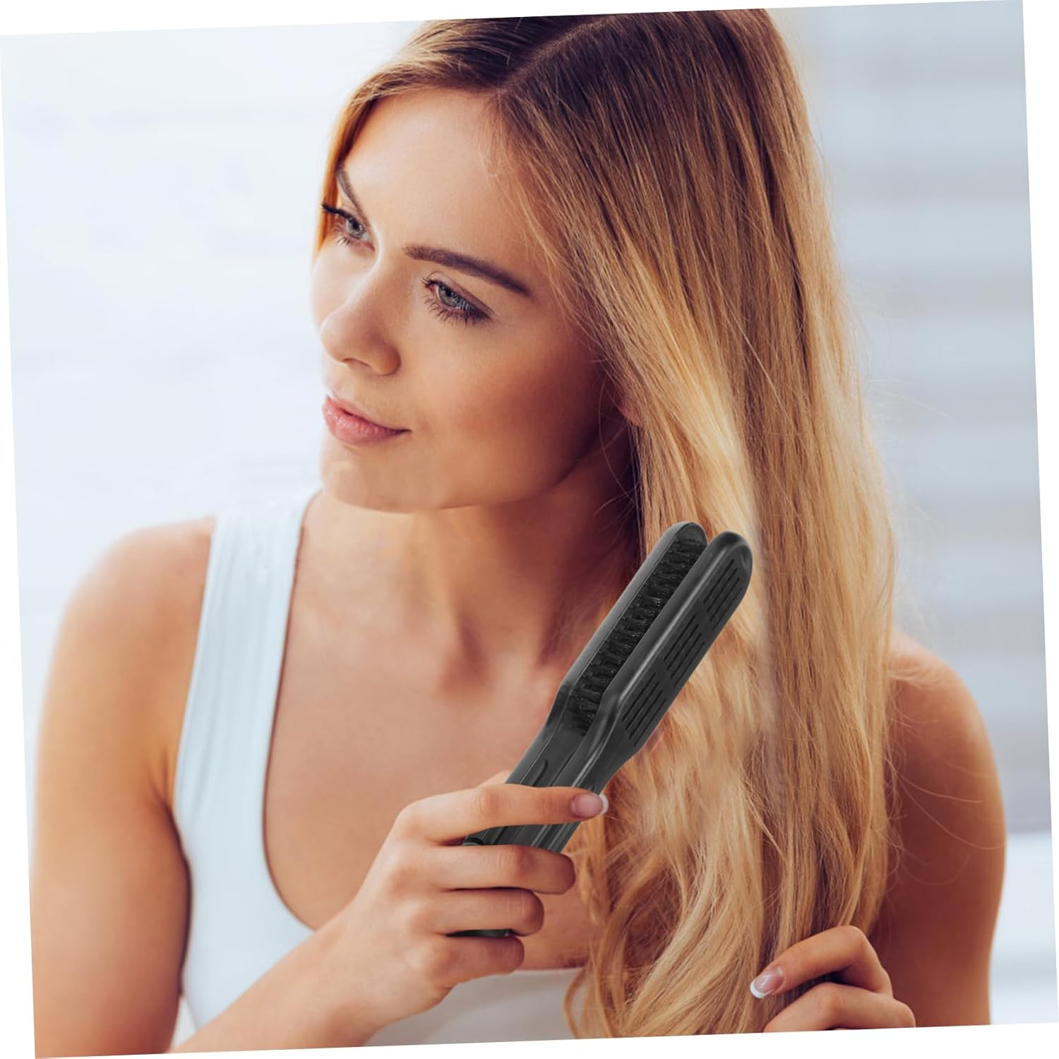 HEALEEP Hair Straightening Brush Double Sided Styling Tool for Salon Use Static Shape Comb for Frizz Hair Durable and Bristle Materials for Daily and Travel image number 2