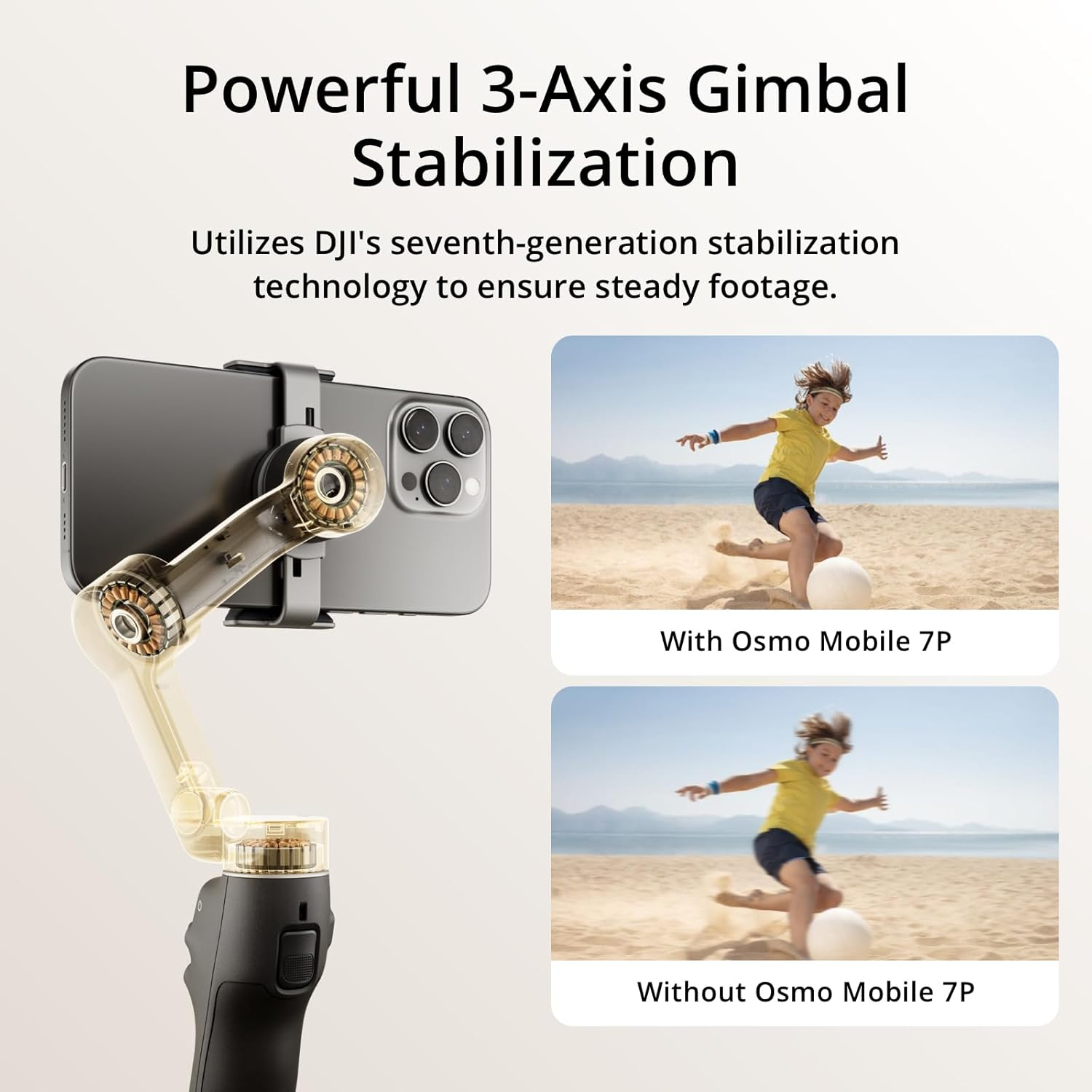 DJI Osmo Mobile 7P Gimbal Stabilizer for Iphone, Android, Native Tracking, Lighting, 3-Axis Phone Gimbal, Quick Launch, One-Tap Edit, Built-In Extension Rod & Tripod, 10Hrs Use, Phone Charging image number 6