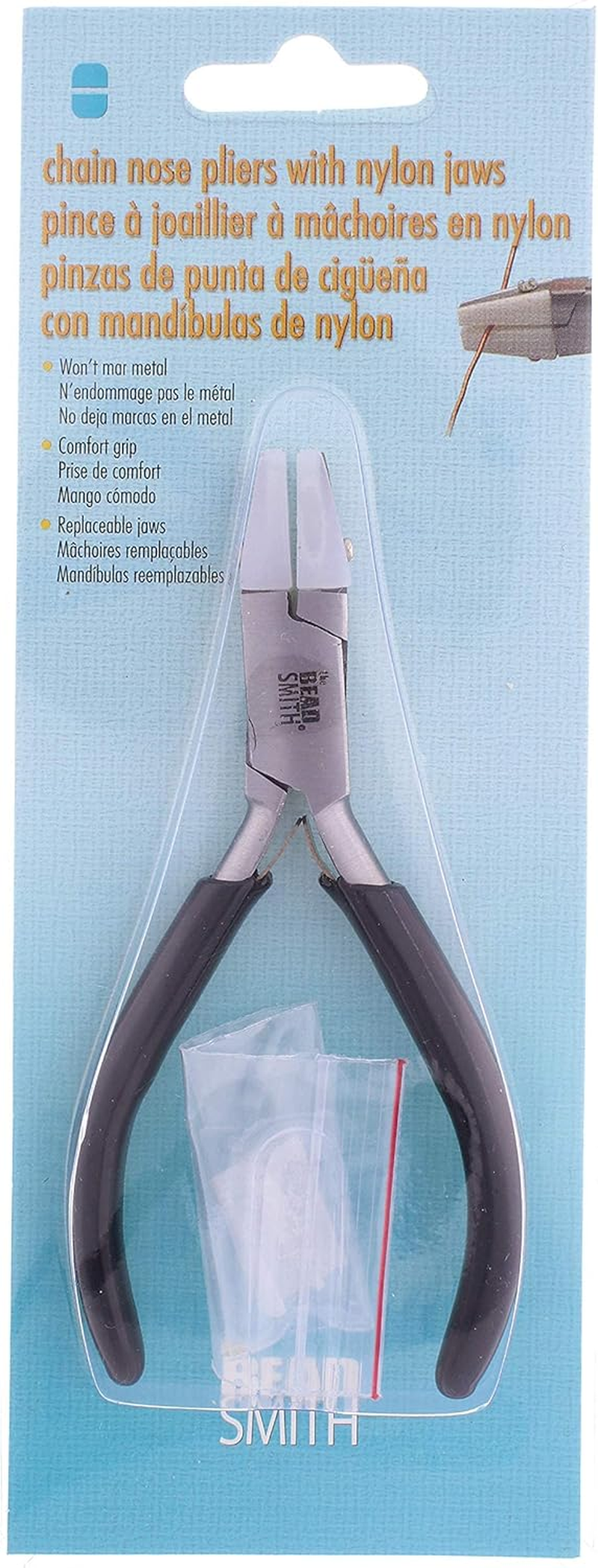 The Beadsmith Double Nylon Jaw Chain Nose Pliers, 4.75 Inches (120Mm), Black PVC Comfort Grip Handle, with Double Leaf Spring, Protects Wire When Bending and Looping image number 2