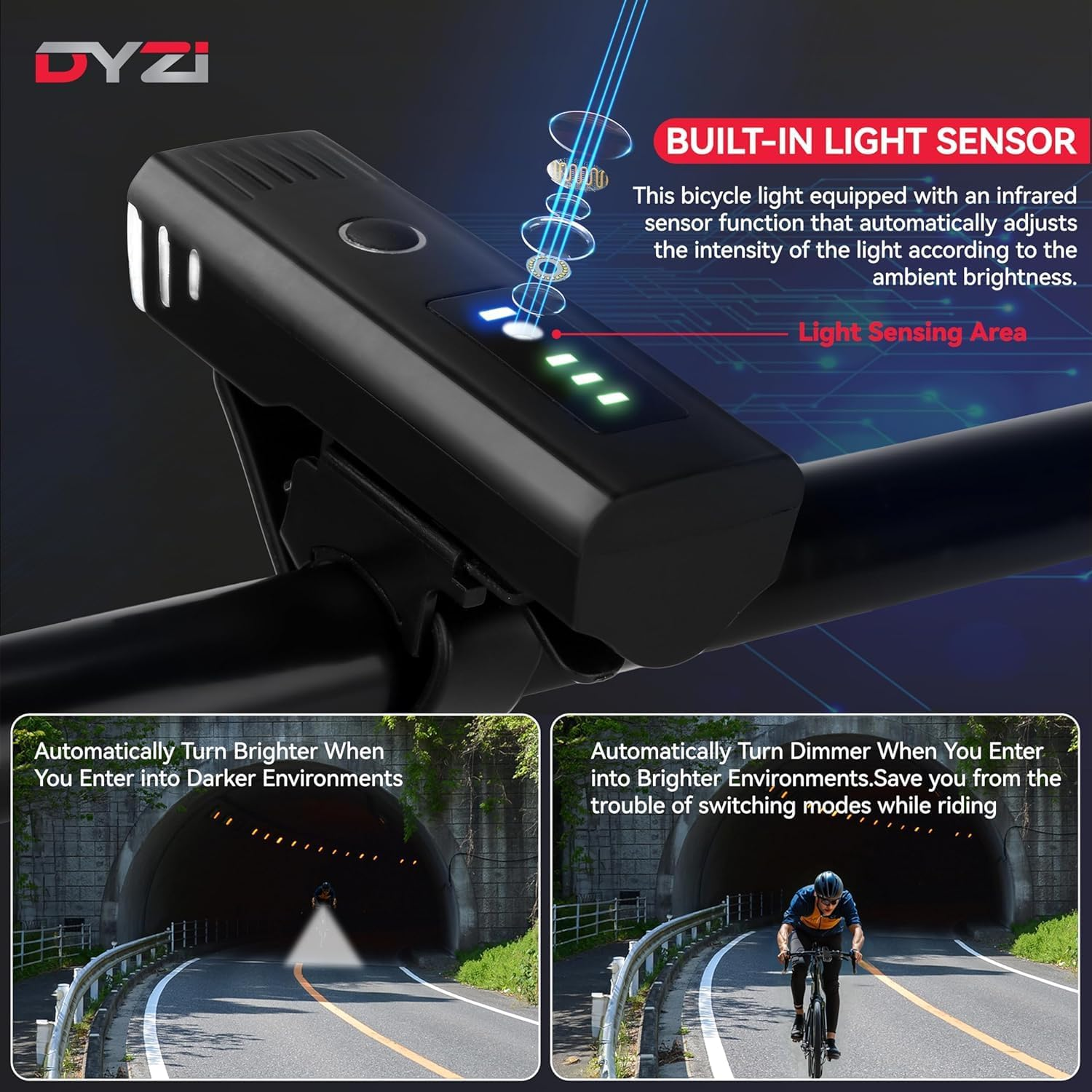 Bike Lights - USB Rechargeable Ultra Bright Front & Back Bike Light Sets - 4 Light Modes with Daylight Sensor - Easy to Fit and Mount LED Bicycle Lights image number 2