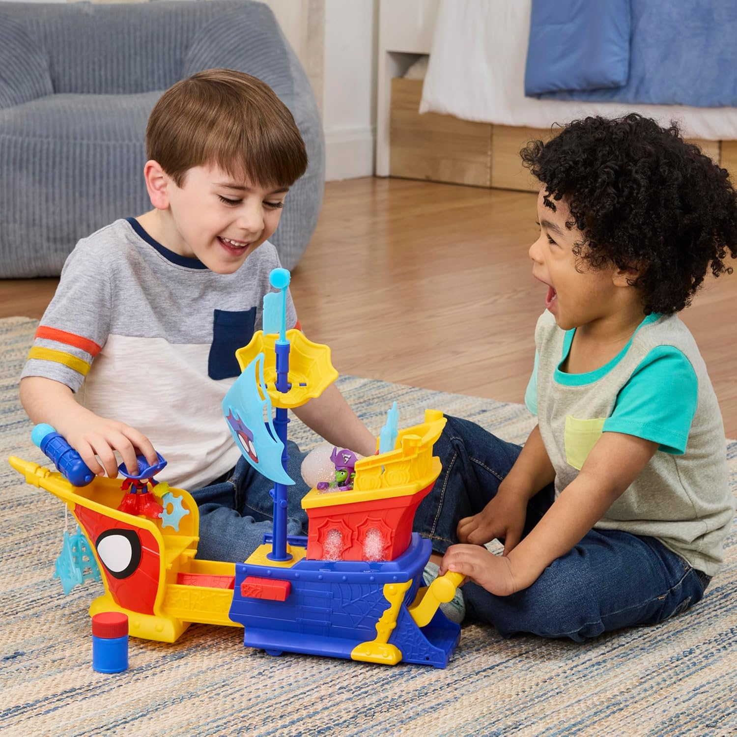 Marvel Spidey and His Amazing Friends Water-Webs Webs Ahoy Bubble Pirate Ship Toy, 3-Inch (7.6) Action Figures & Boat Playset, Super Hero Toys, 3+ image number 2