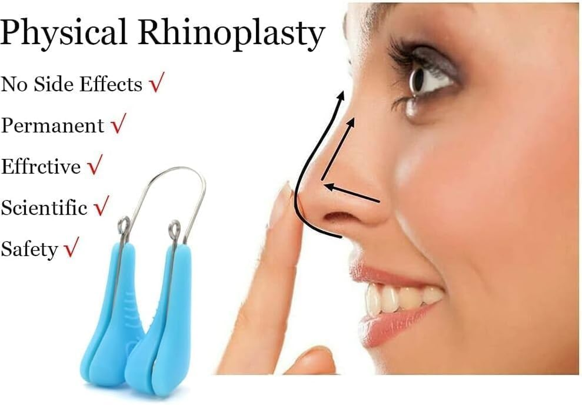 Nose Shaper Lifter Clip, Silicone Beauty up Lifting Soft Safety Pain-Free Silicone Nose Corrector, Bridge Straightener Shrinker for Wide Noses (Blue, One Size) image number 1