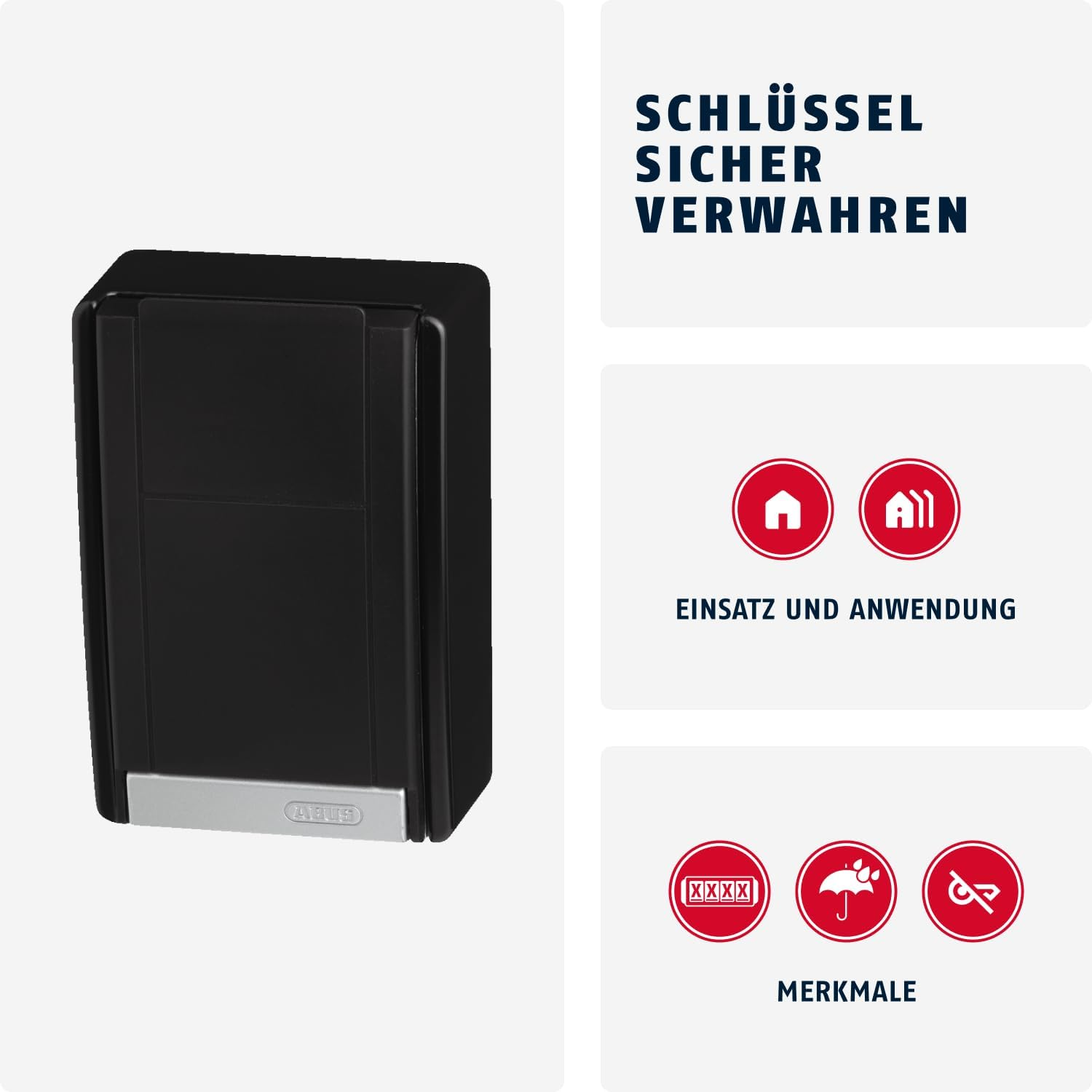 ABUS Keygarage 767 - Wall Mounted Key Box with Handle - with Key Code - for Keys or Small Valuables - Black/Silver image number 2