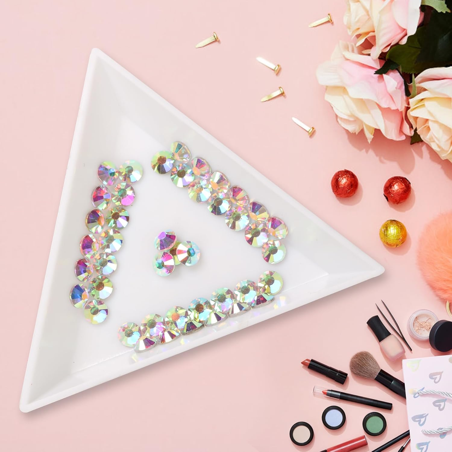 Jollin 1440Pcs Glue Fix Crystal Flatback Rhinestones Glass Diamantes Gems for Crafting Nail Art Crafts Decorations Clothes Shoes 4.8Mm (Ss20, Crystal AB) image number 3