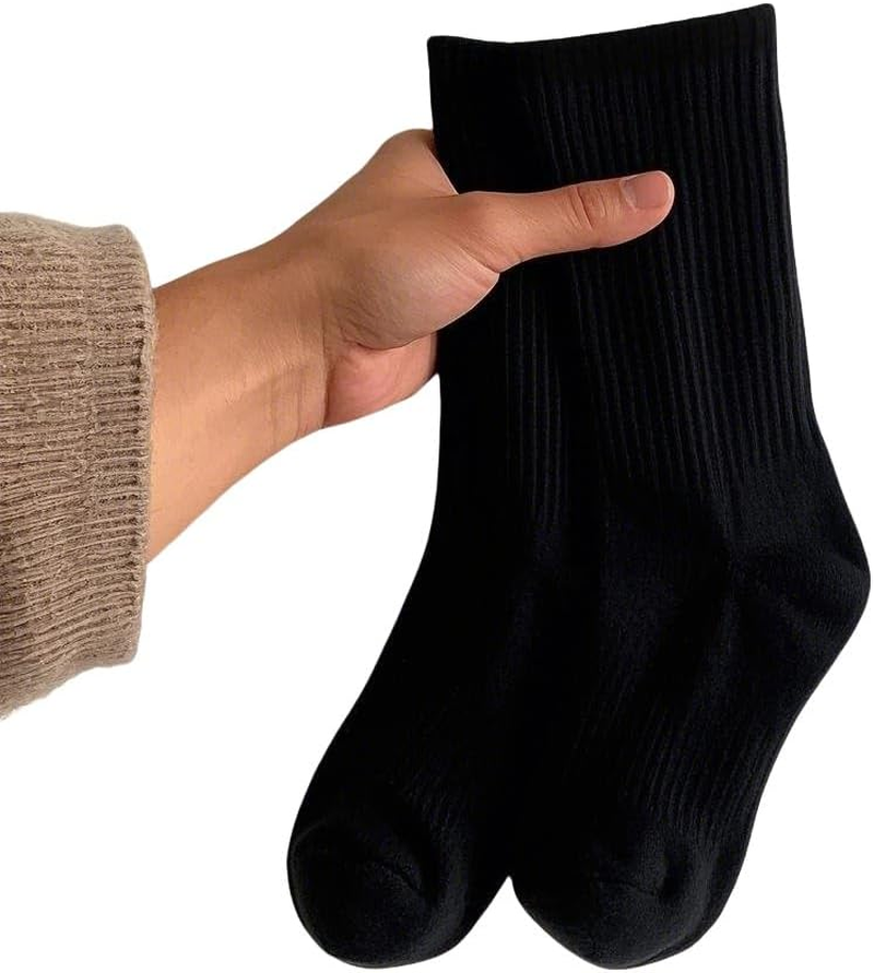 Thermal Socks for Men and Women: 5 Pairs Winter Socks for Running Hiking, Warm Cotton Socks for Outdoor Work (Black, 9-11)