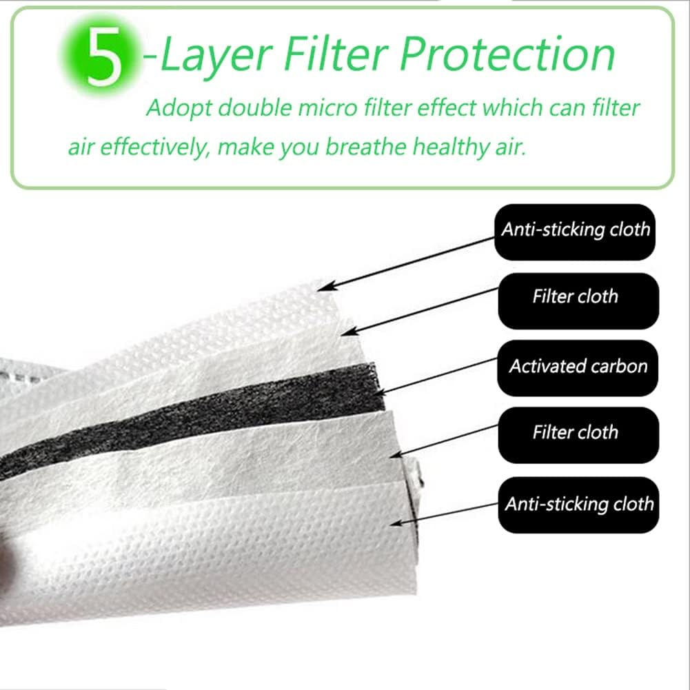 50Pcs 5 Layers PM2.5 Activated Carbon Filter Replaceable anti Haze Filters, Protective Mouth Filter for Outdoor image number 1