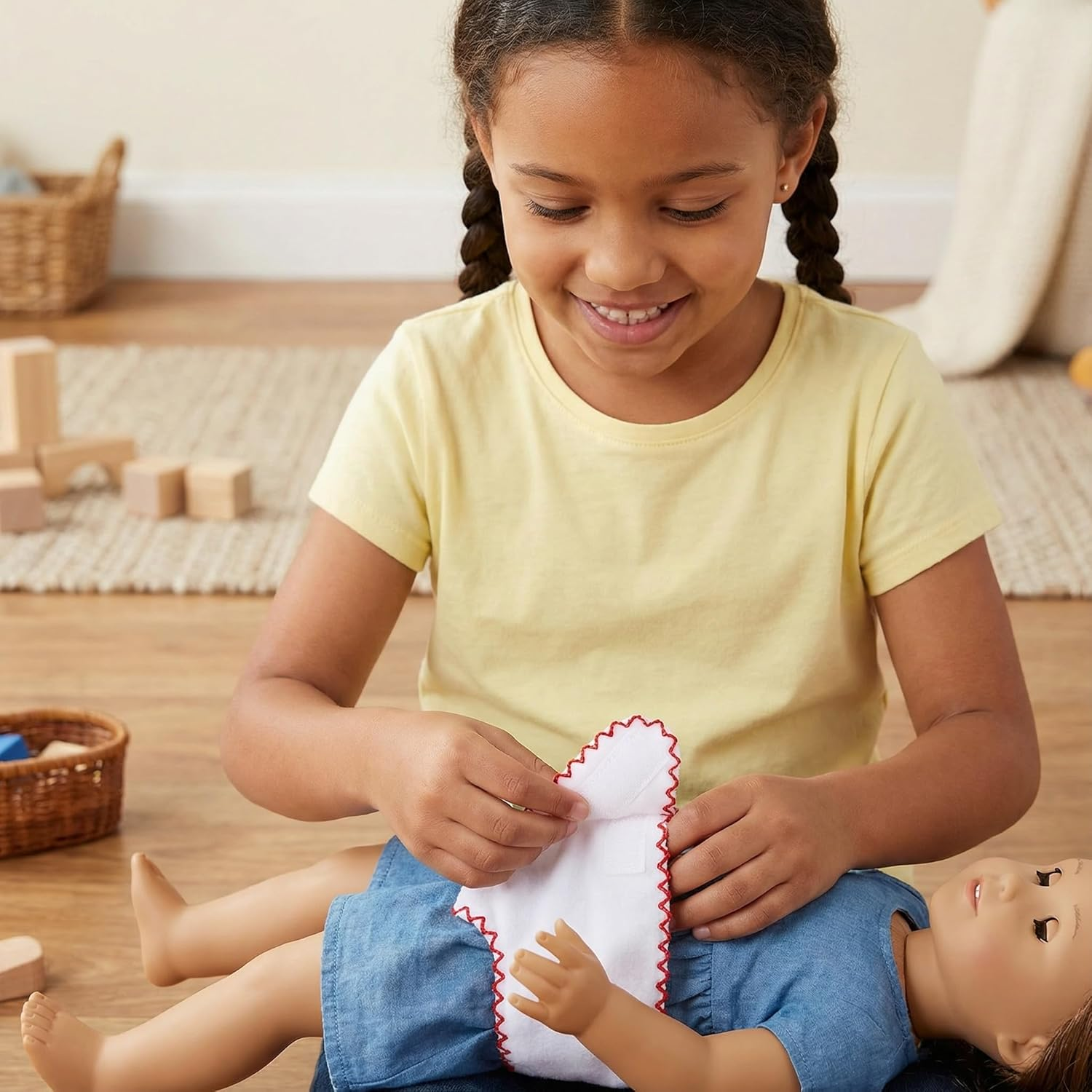 Kisangel Baby Doll Nappies Cloth Diapers 6Pcs Reusable Clothes Underwear for 18 Inch Dolls Kids DIY Care Play image number 4