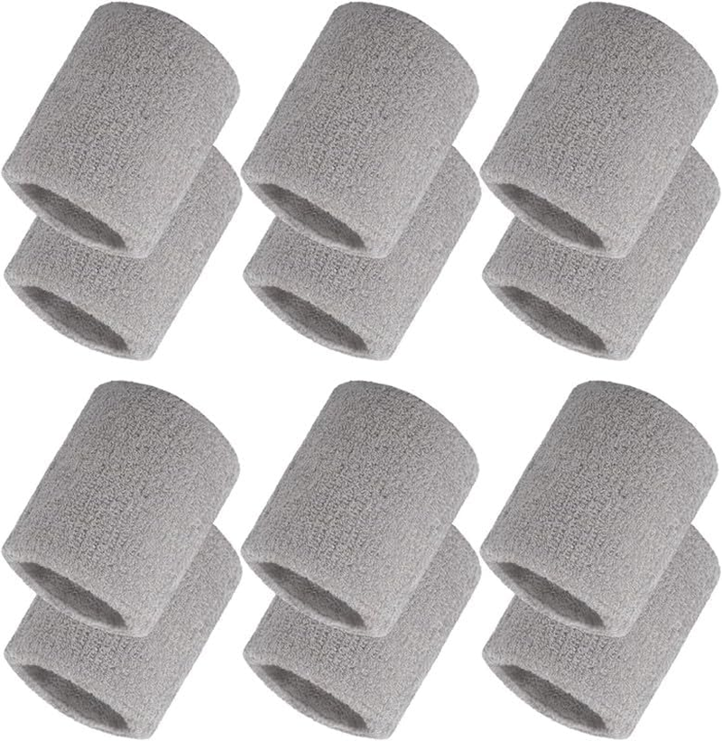 Zhangjunfle Cotton Sweatbands, 12 Piece Set, Sports Wristbands for Tennis, Yoga, Basketball, Men and Women