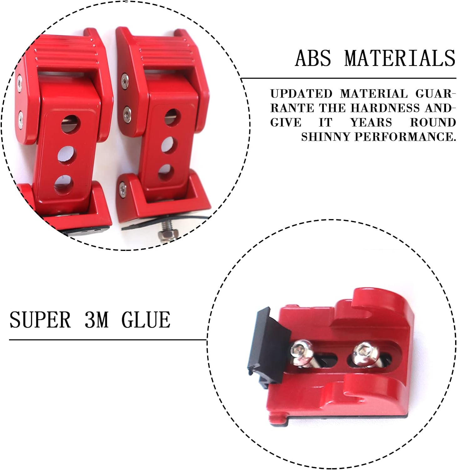 Stainless Steel Latch Hood Capture Kit for 2007-2018 Jeep Wrangler JK JKU and 2018-2022 Jeep Wrangler JLJLU Gladiator 2-Door and 4-Door (Red) image number 1