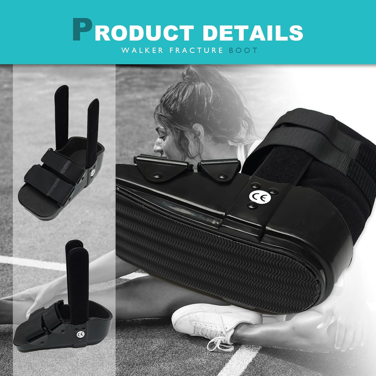 STRONGBERRY Walking Boot - Short Brace Fracture Walker Boot for Fractured Foot, Sprained Ankle, Achilles Tendon Injury (M-27Cm) image number 3