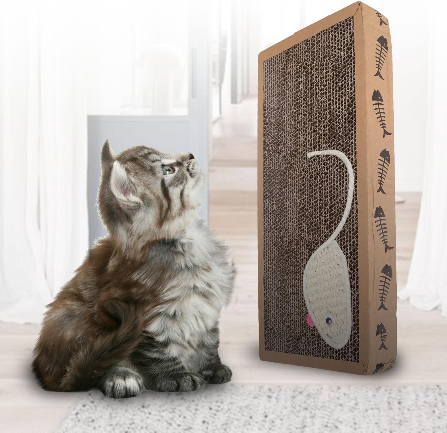 Patapalooza Cardboard Cat Scratching Post - Environmentally Friendly Material, Interactive Design, Promotes Play and Relieves Cat Stress, Ideal for Claw Sharpening. image number 1